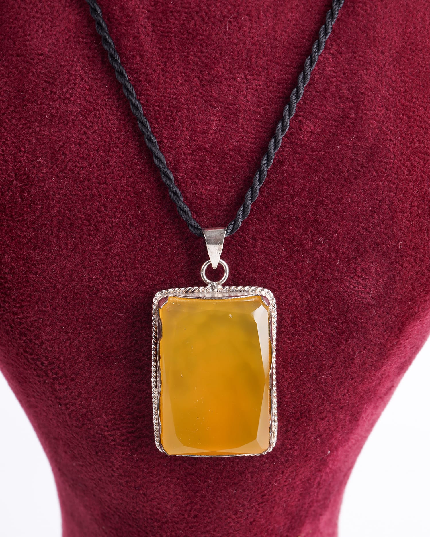 Lemon Agate Pendant in 925 Sterling Silver