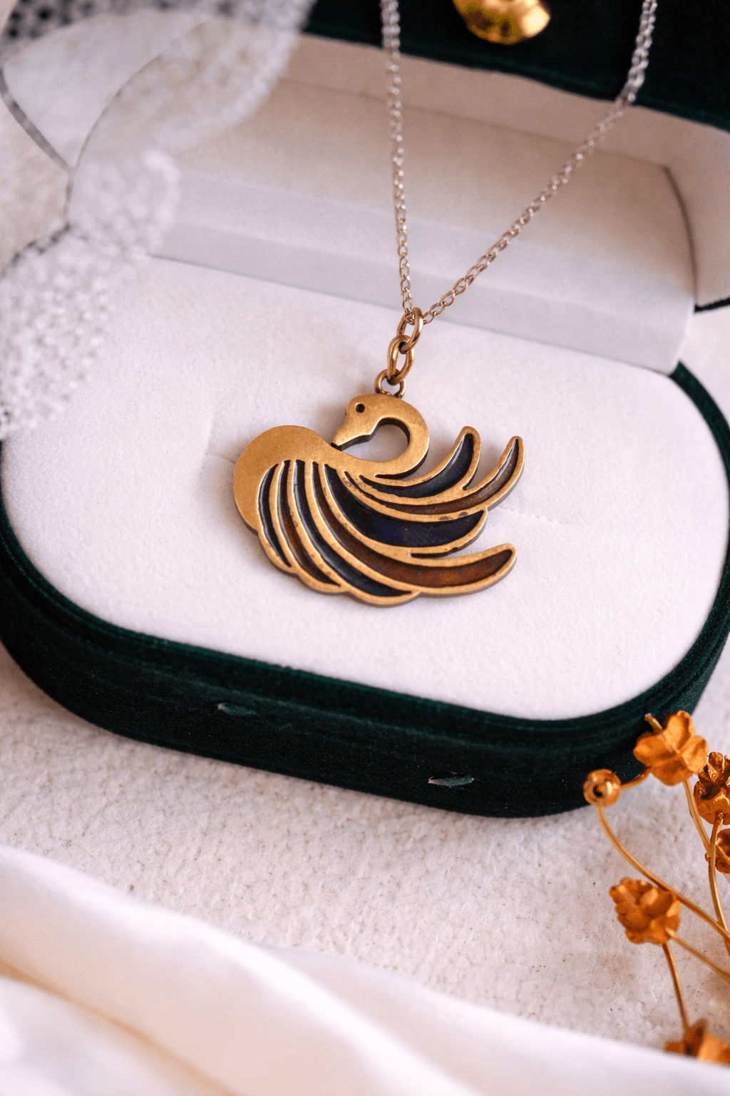 Blue Bird Enamel Pendant Necklace