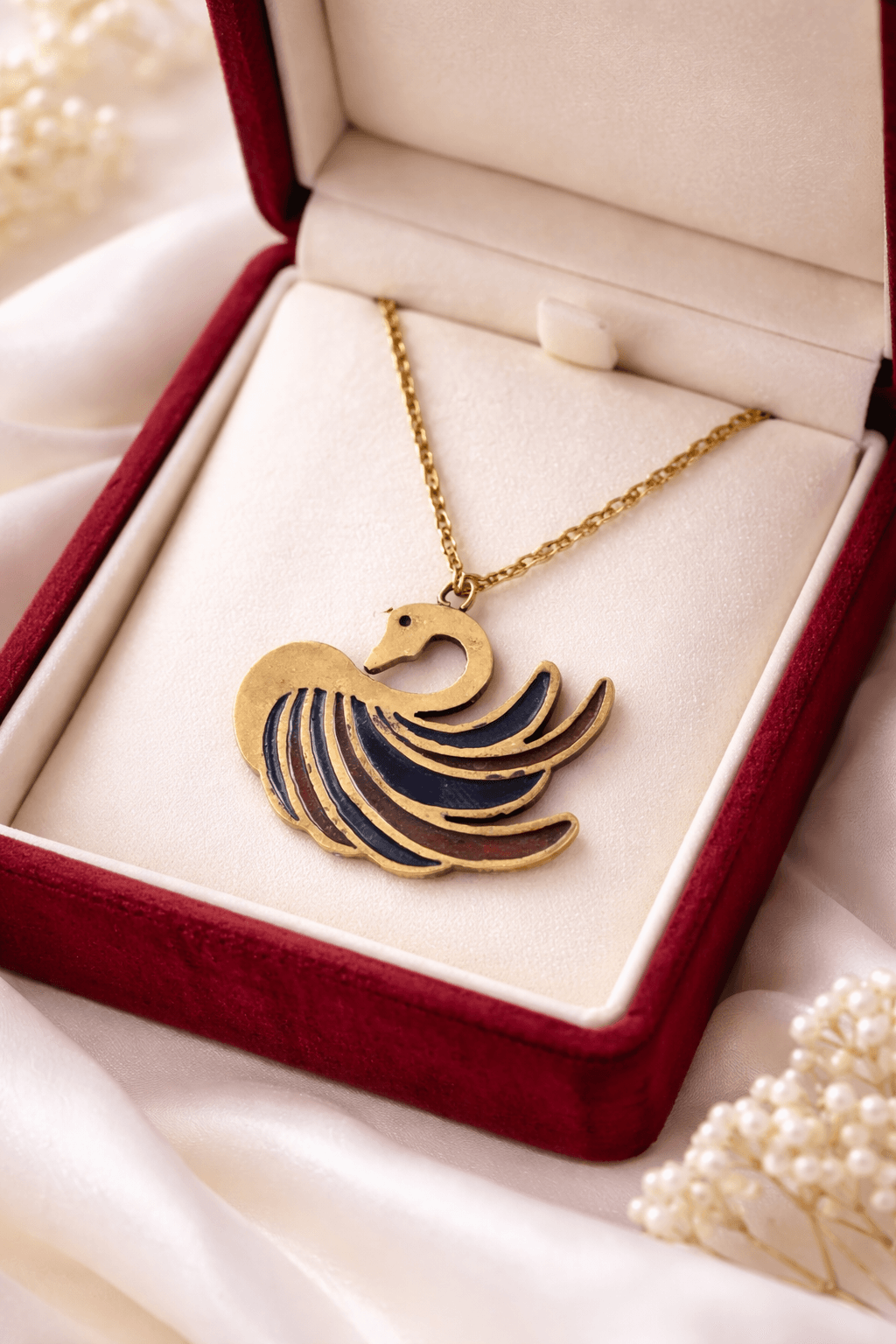 Blue Bird Enamel Pendant Necklace