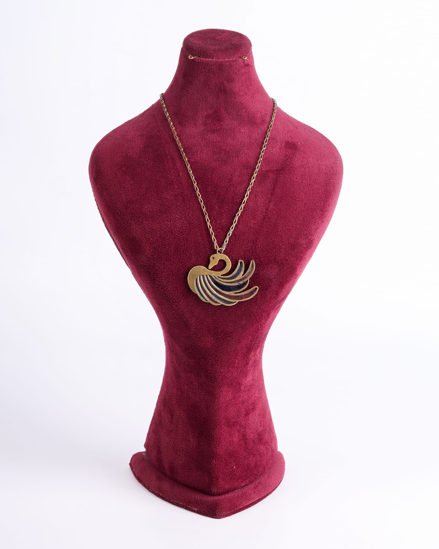 Blue Bird Enamel Pendant Necklace
