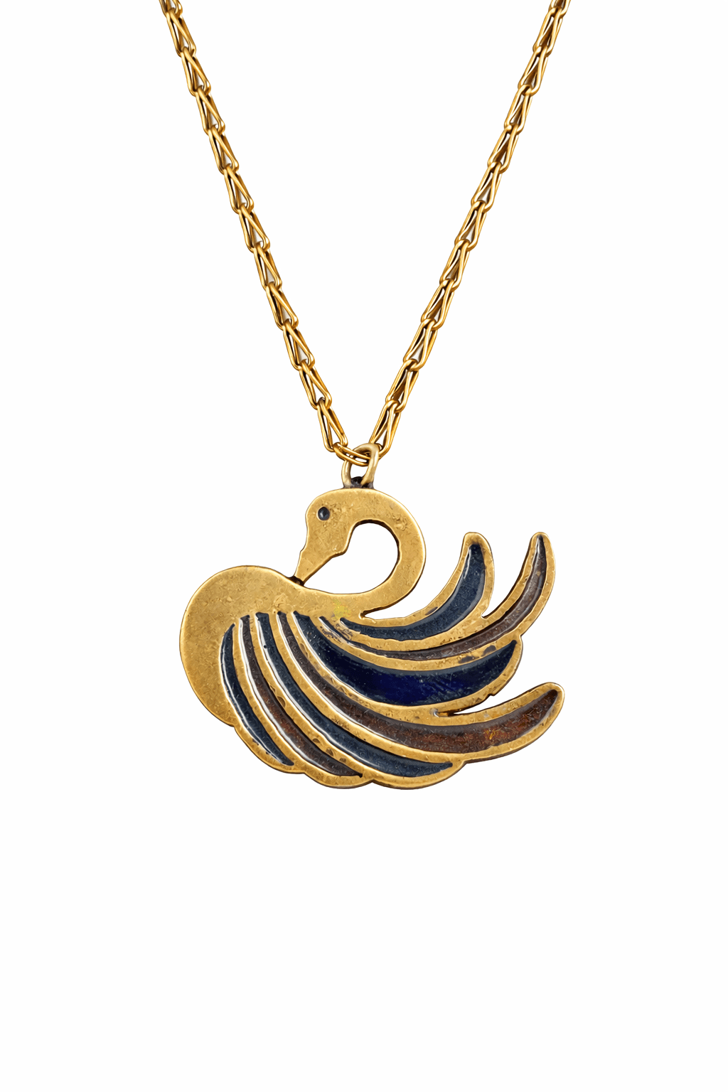 Blue Bird Enamel Pendant Necklace