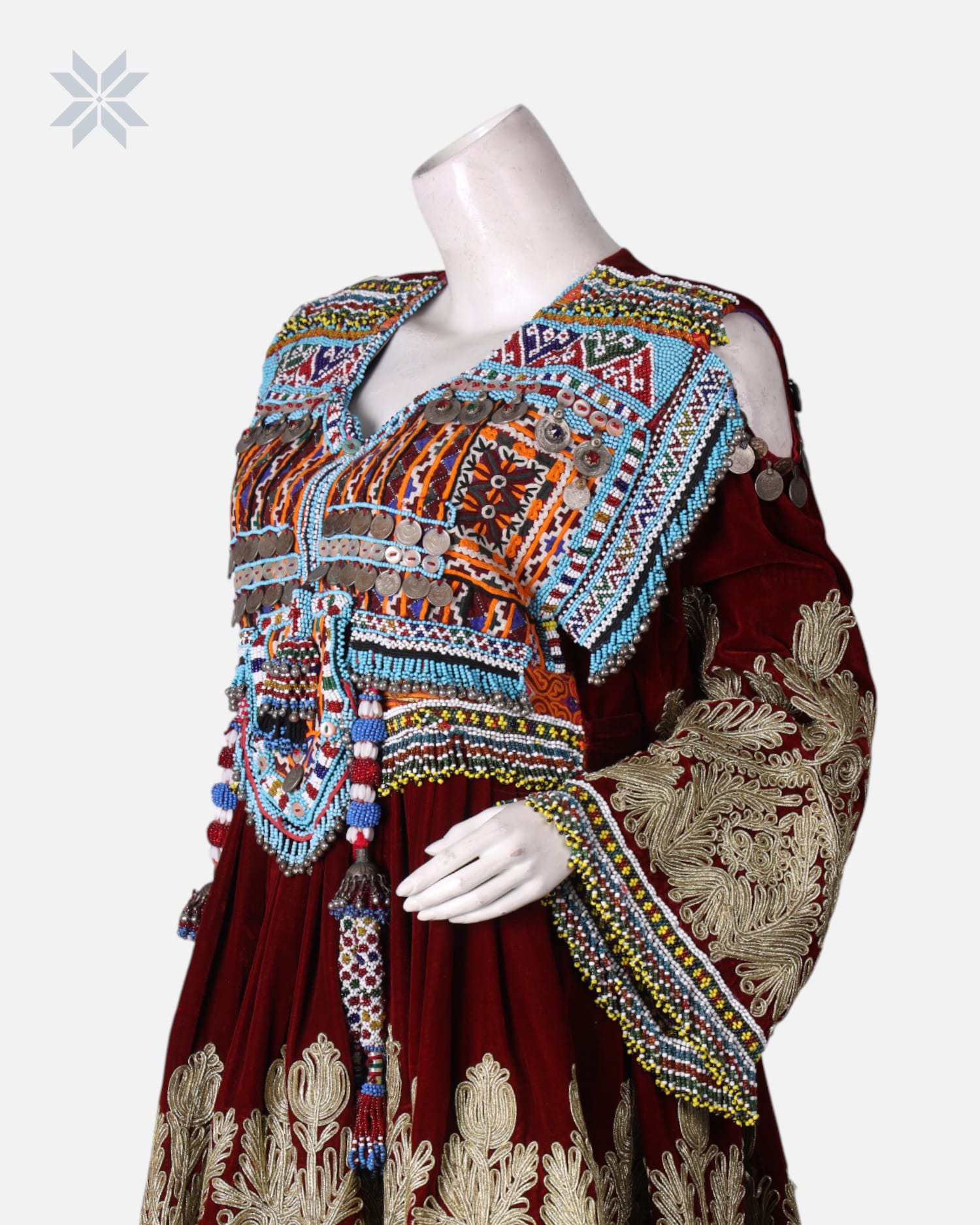 Gand Afghani Velvet Dress Hand Embroidered