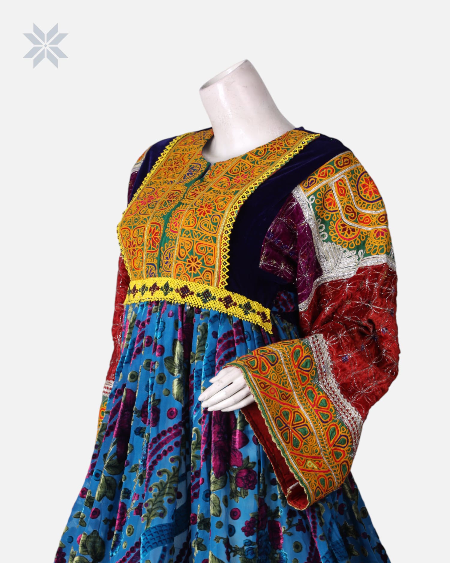 Handmade Afghan Traditional Multicolor Dress