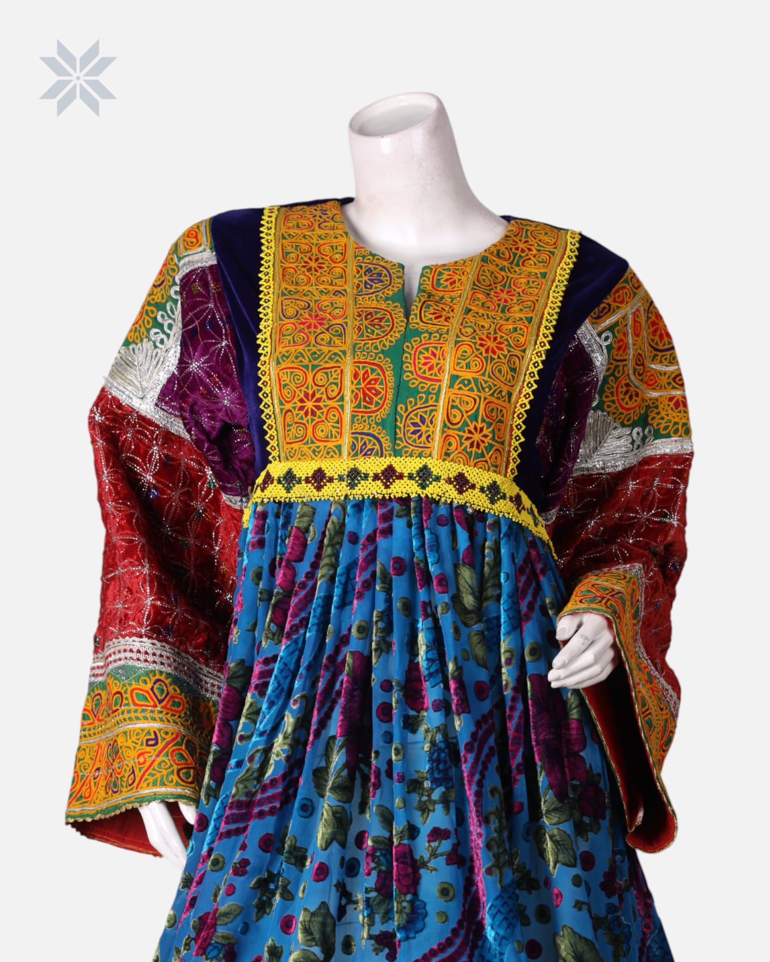 Handmade Afghan Traditional Multicolor Dress