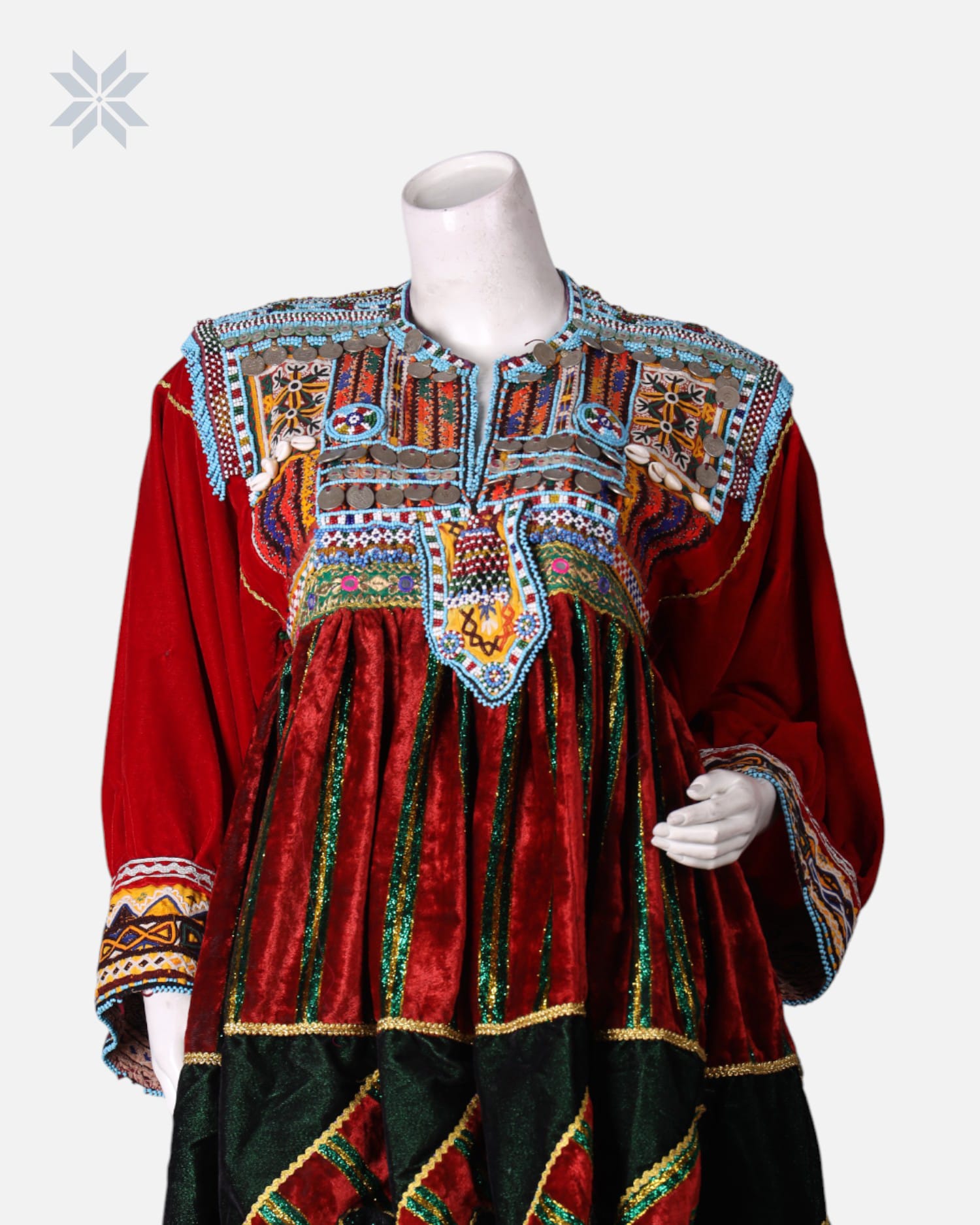 Traditional Afghan Ghand Dress with Handcrafted Embroidery