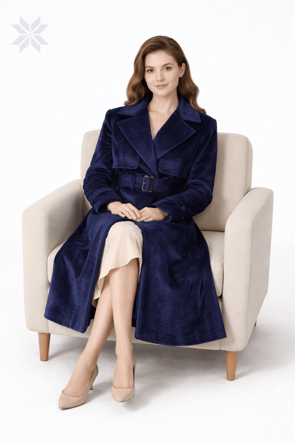 Blue Suede Long Coat
