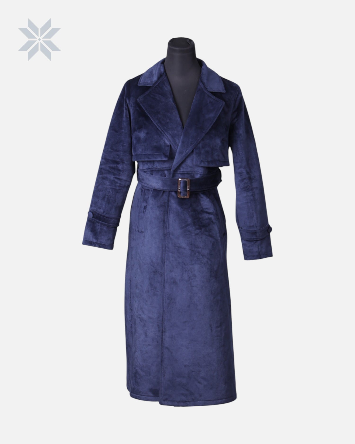 Blue Suede Long Coat