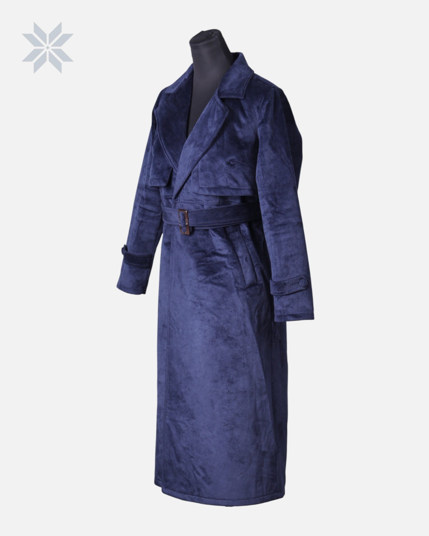 Blue Suede Long Coat