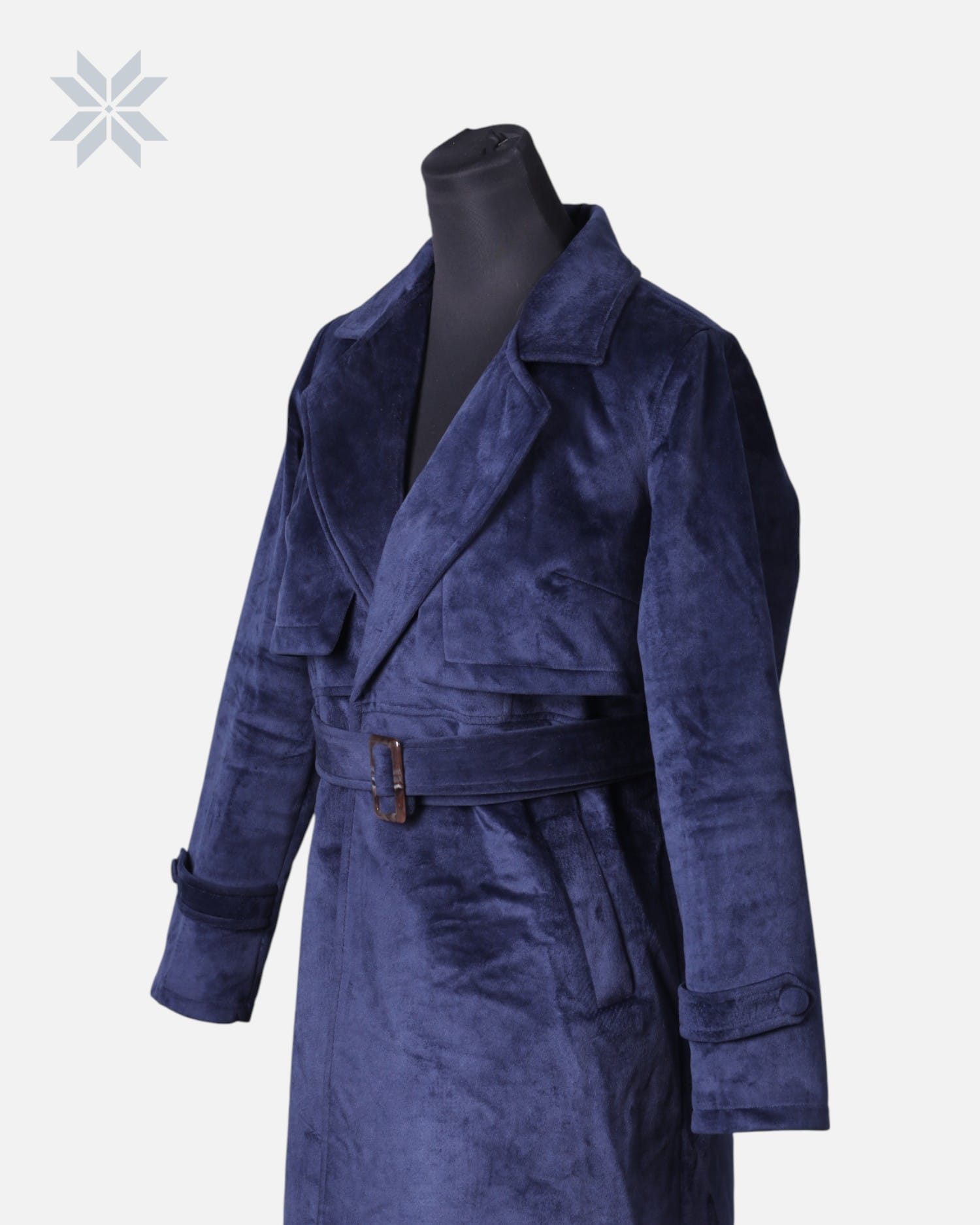 Blue Suede Long Coat