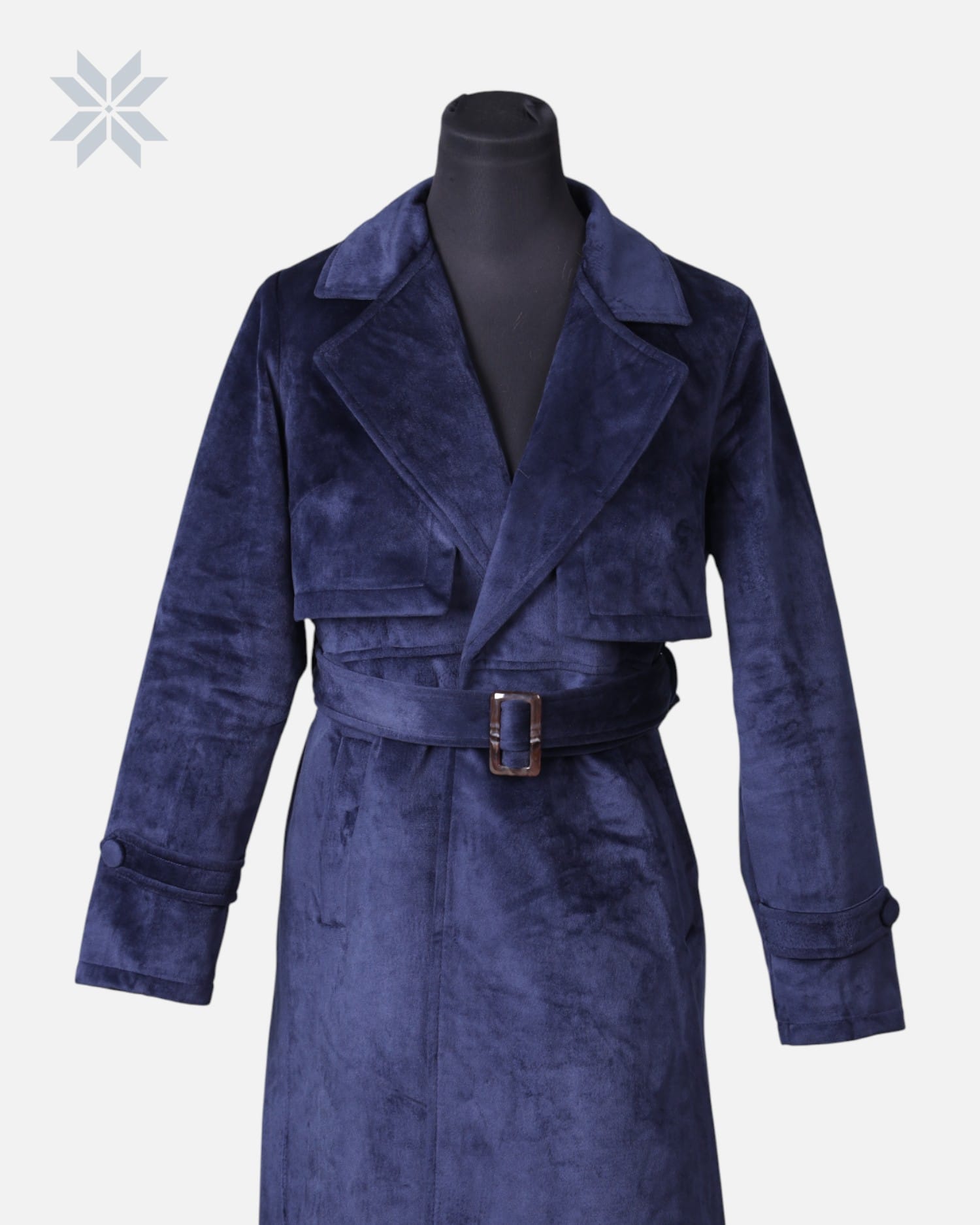 Blue Suede Long Coat