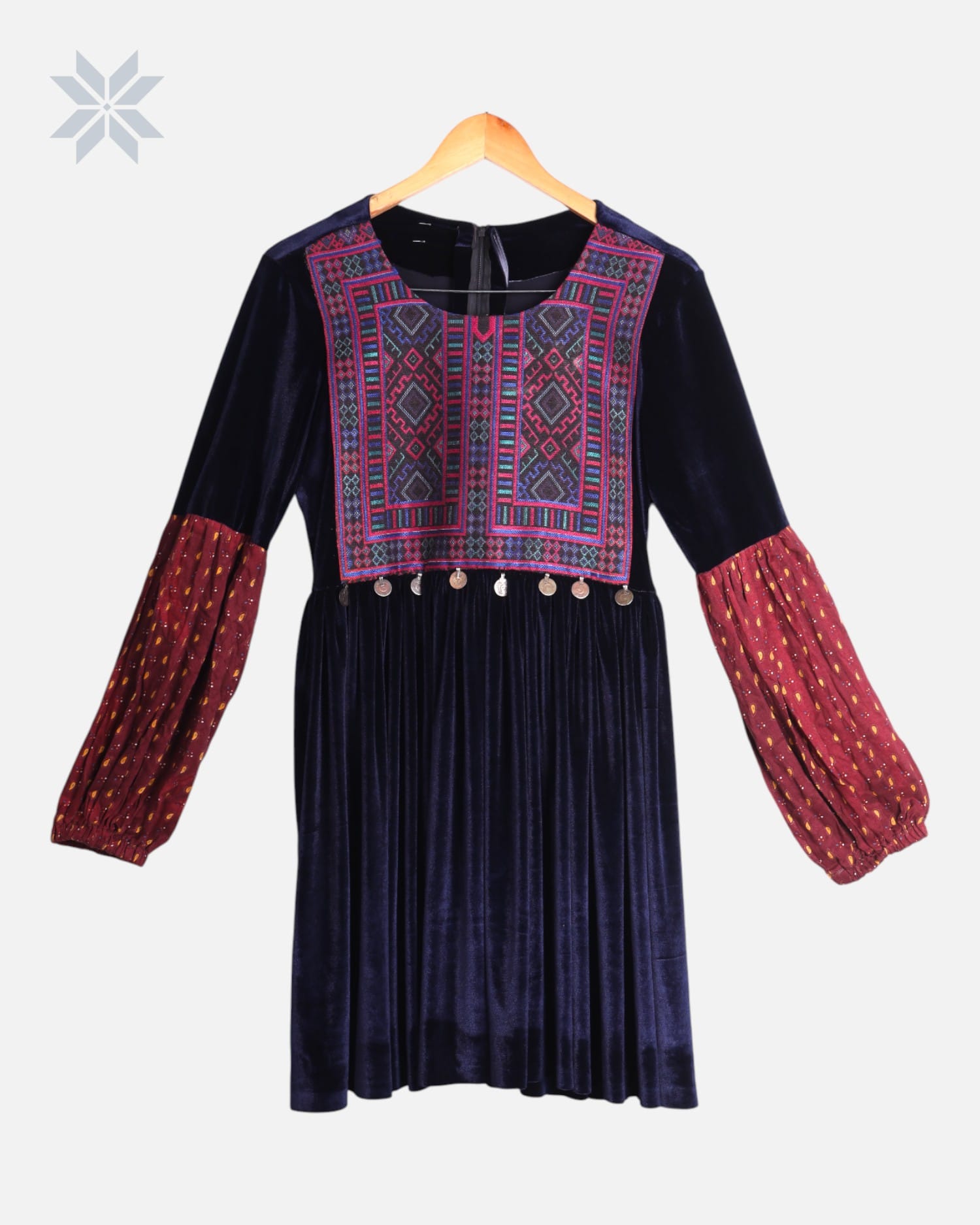 Velvet Afghan Dress for Women