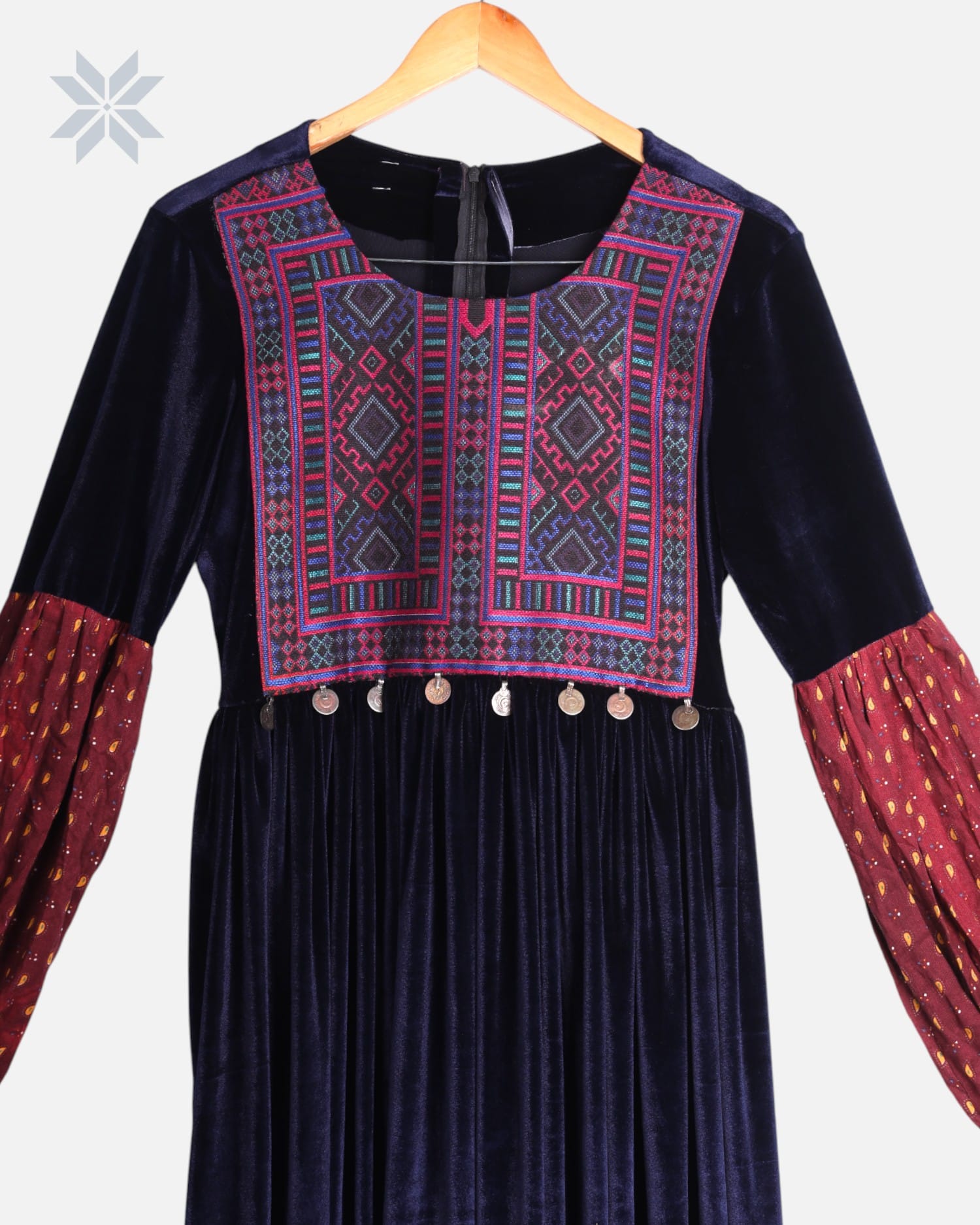 Velvet Afghan Dress for Women