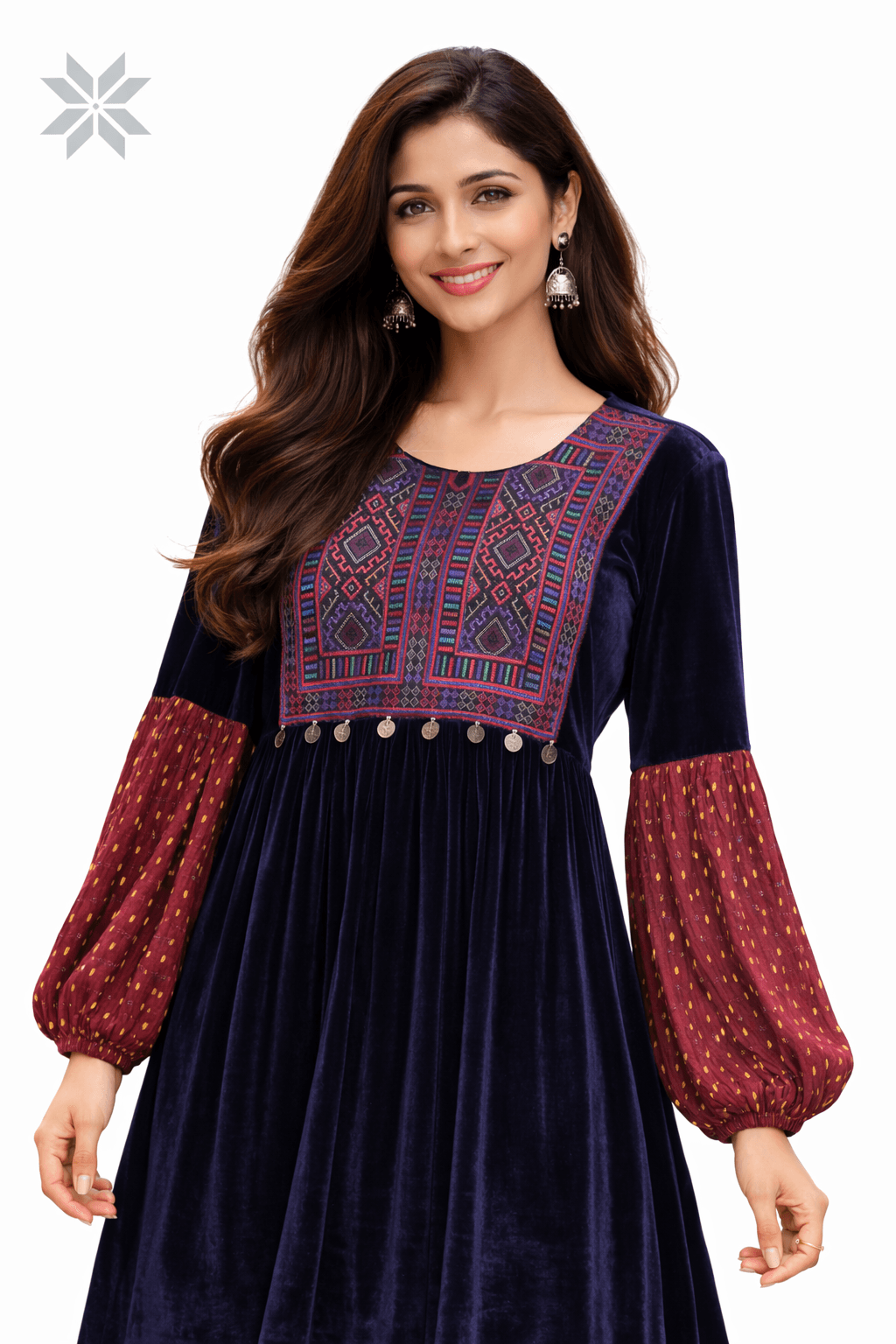 Velvet Afghan Dress for Women