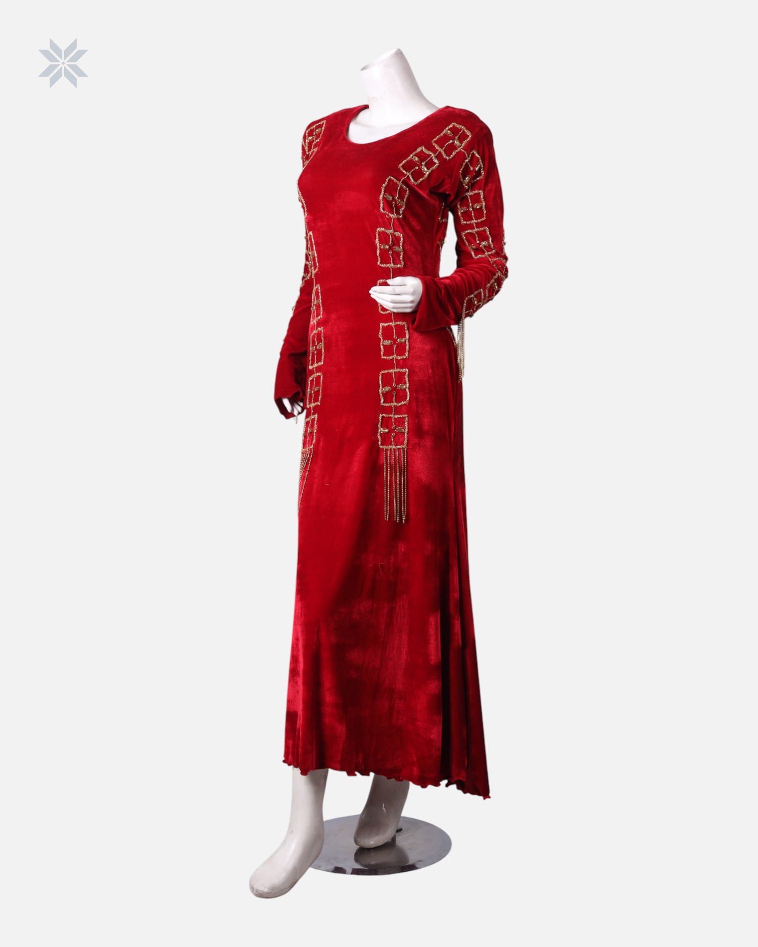 Handmade Embroidered Velvet Maxi Dress