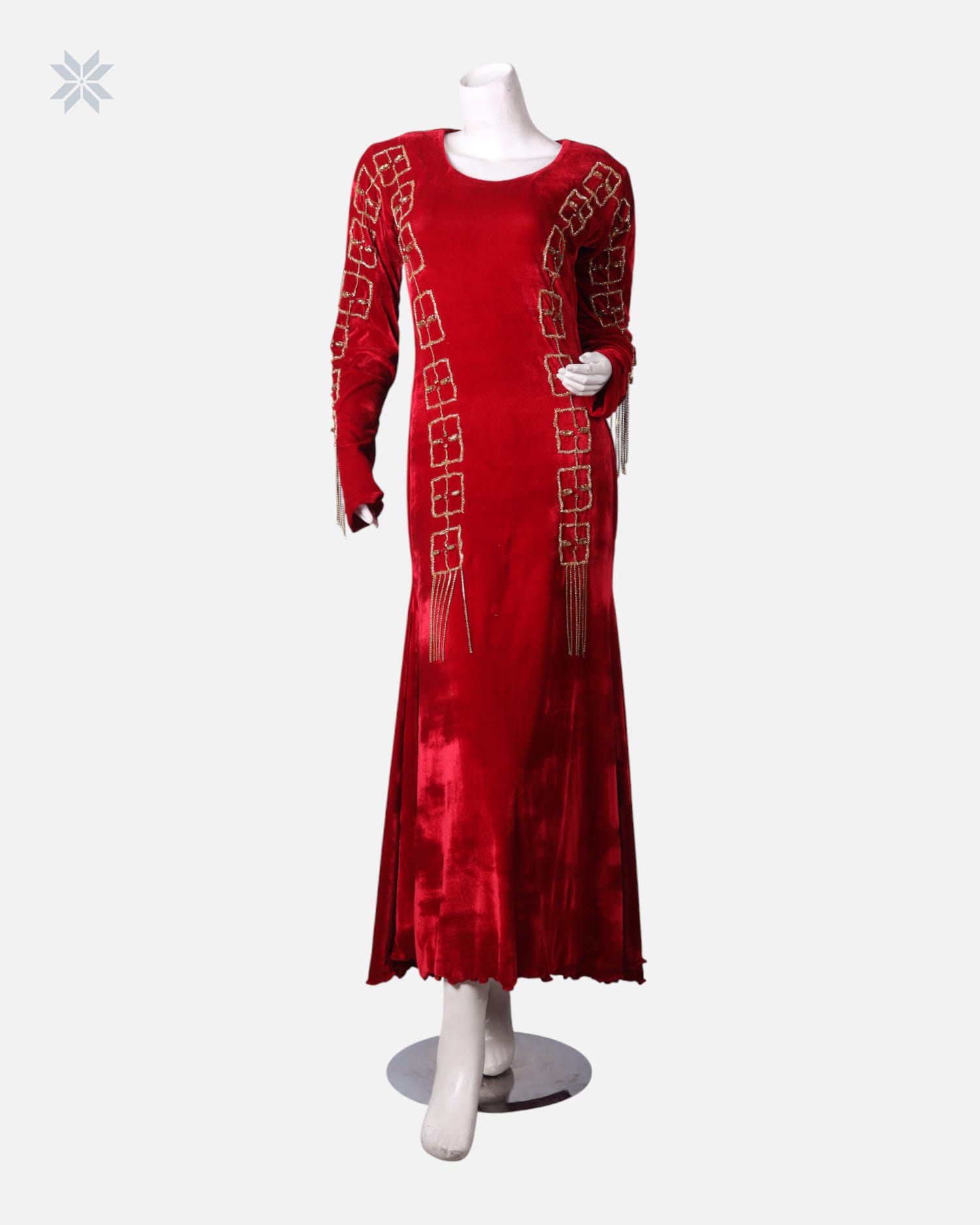 Handmade Embroidered Velvet Maxi Dress