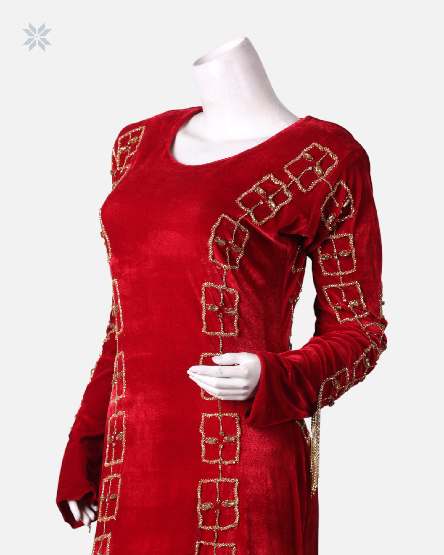 Handmade Embroidered Velvet Maxi Dress
