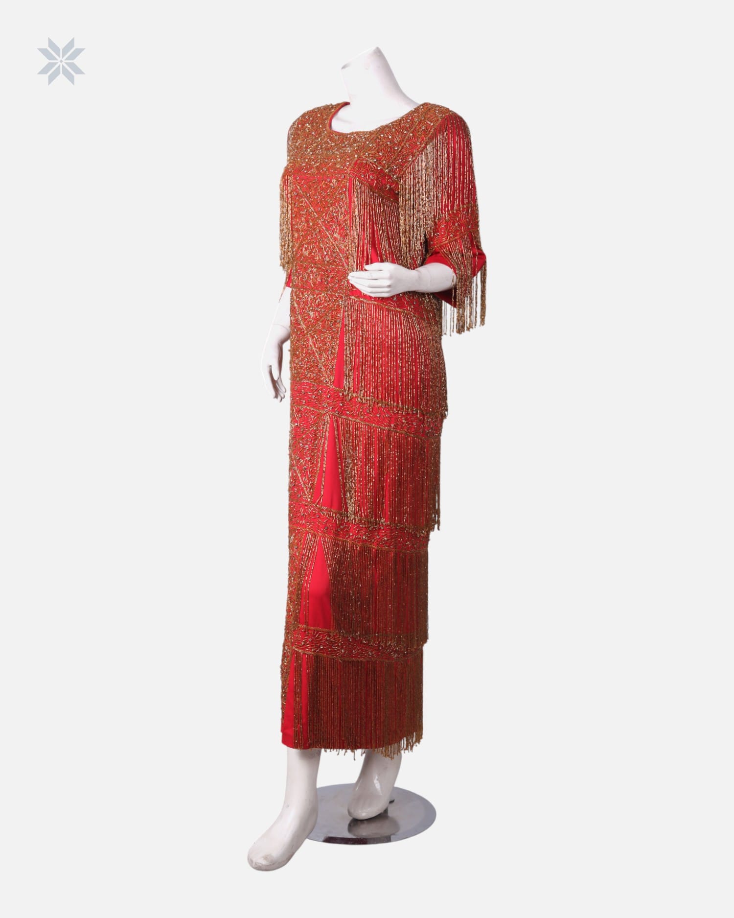 Hand Beaded Red Maxi Dress