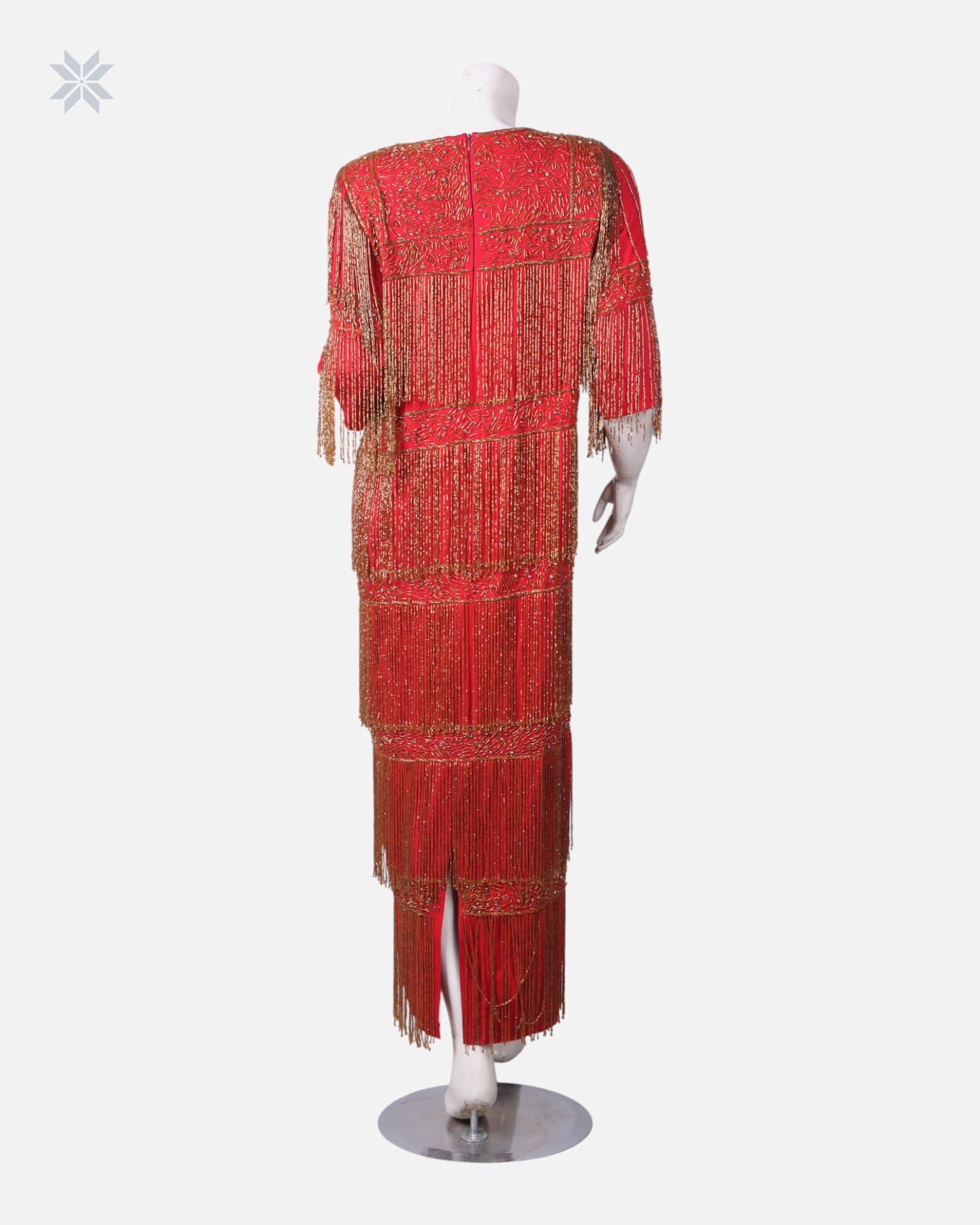 Hand Beaded Red Maxi Dress