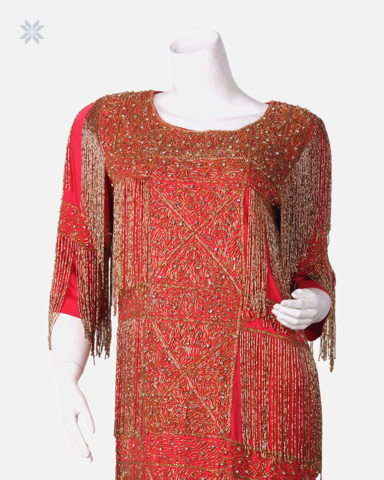 Hand Beaded Red Maxi Dress