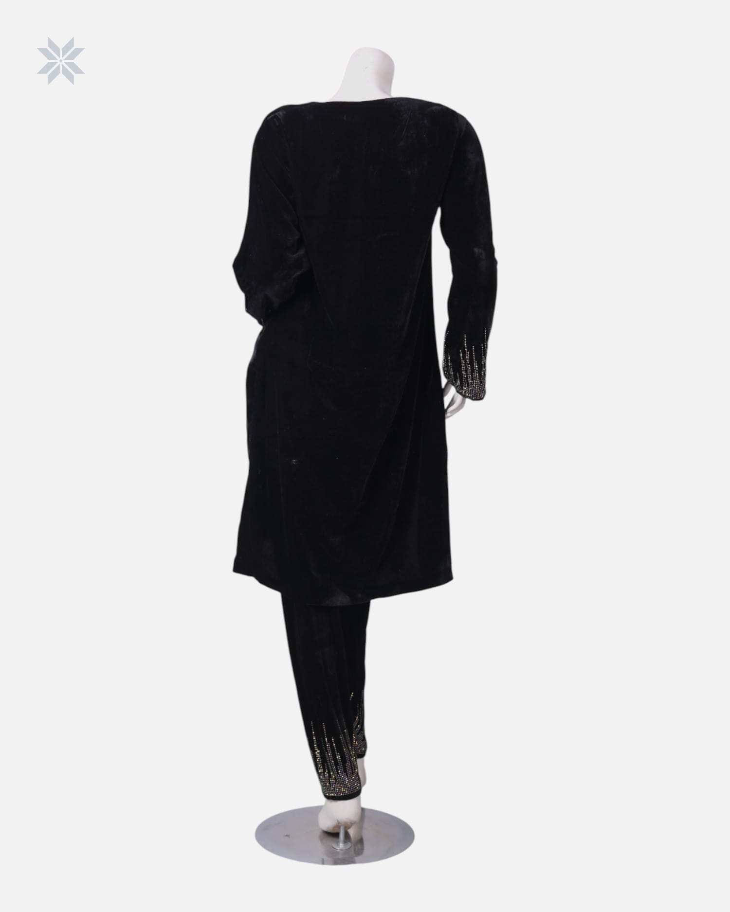 Black Handmade Panjabi With Shawl