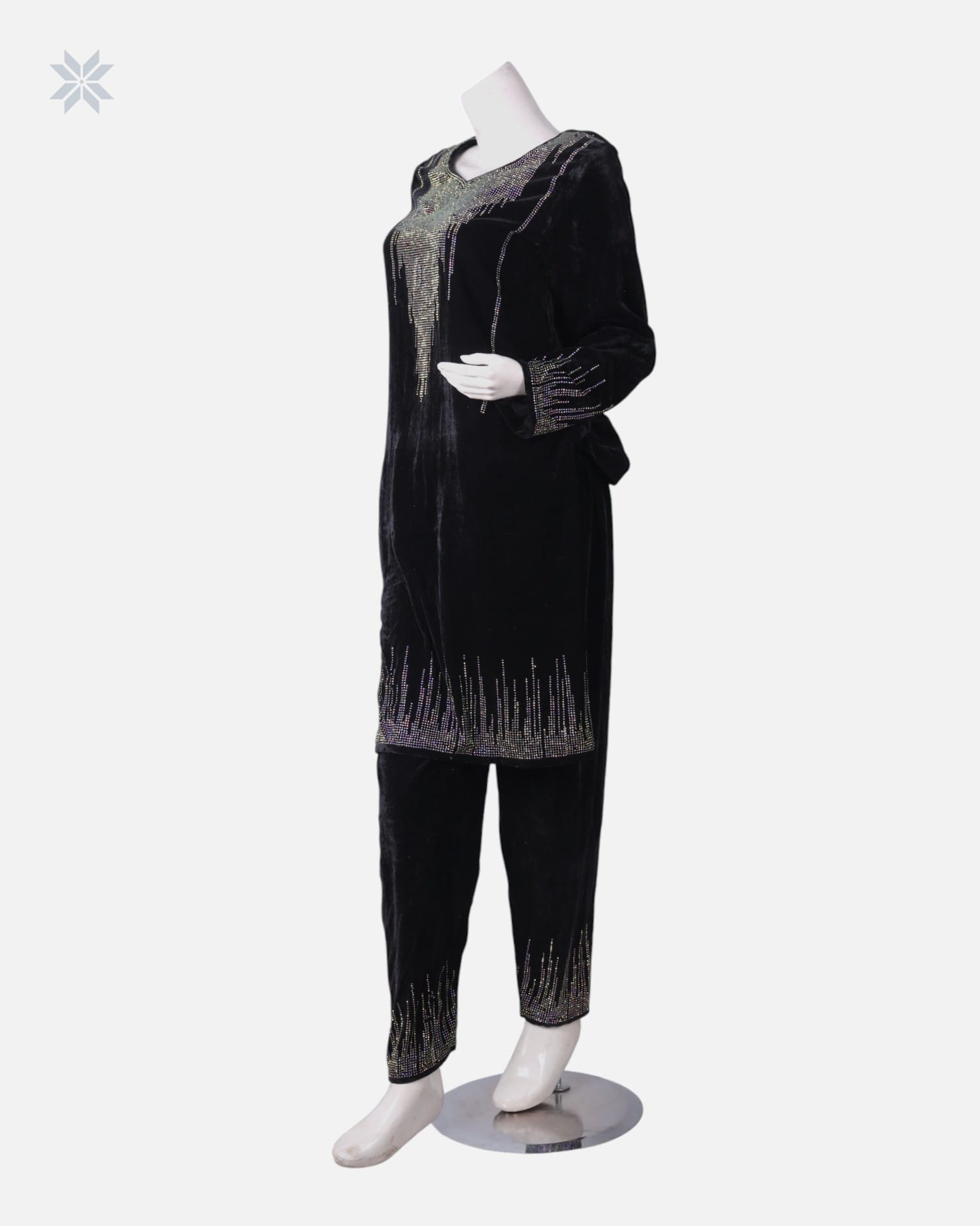 Black Handmade Panjabi With Shawl