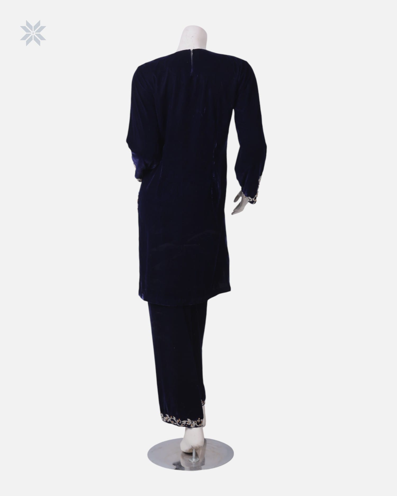 Silk Velvet Dress with Crystal Beadwork