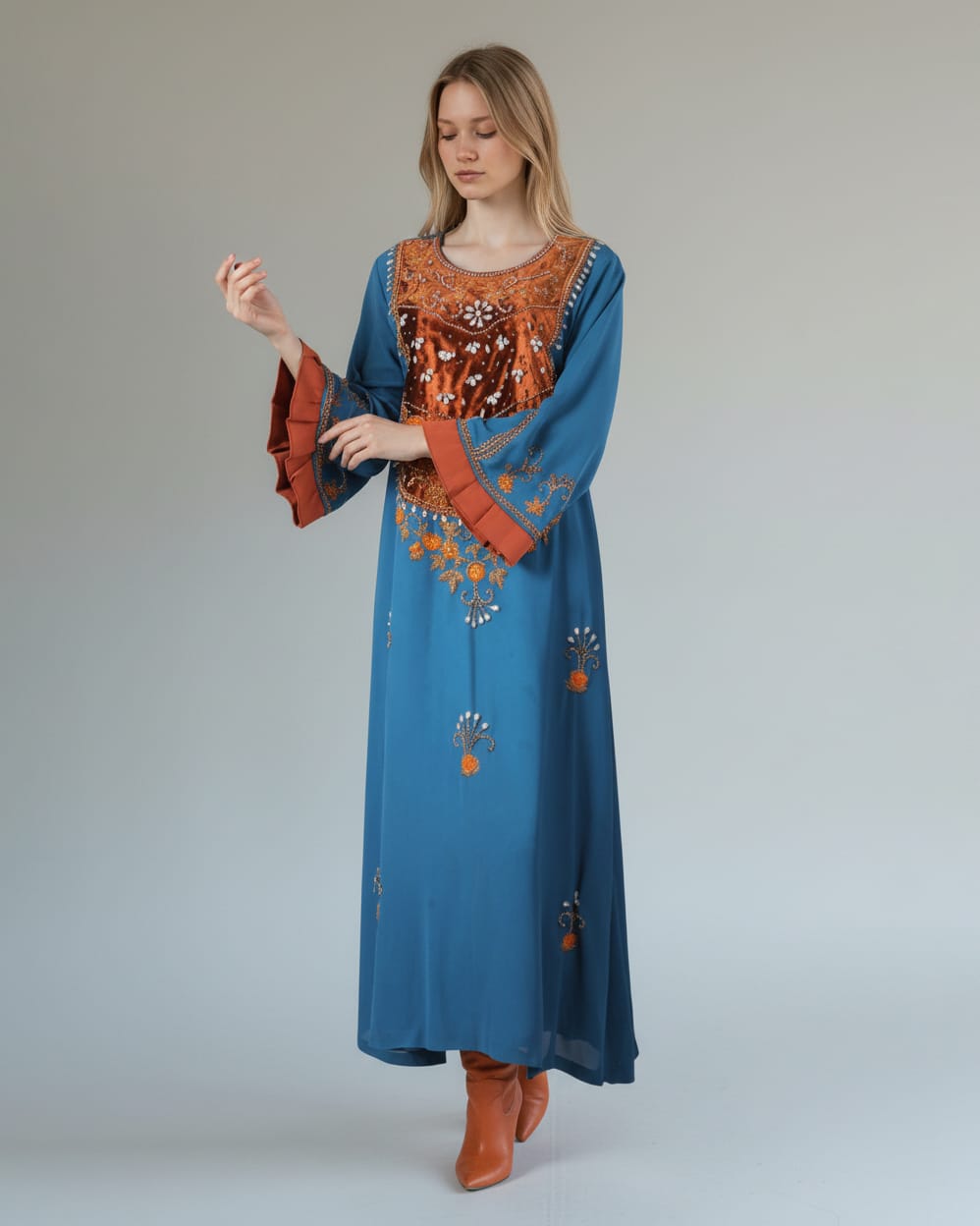 Arabic Long Dress with Beadwork