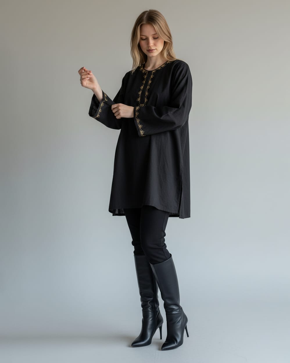 Handmade Embroidered Black Top Handmade Khamaki