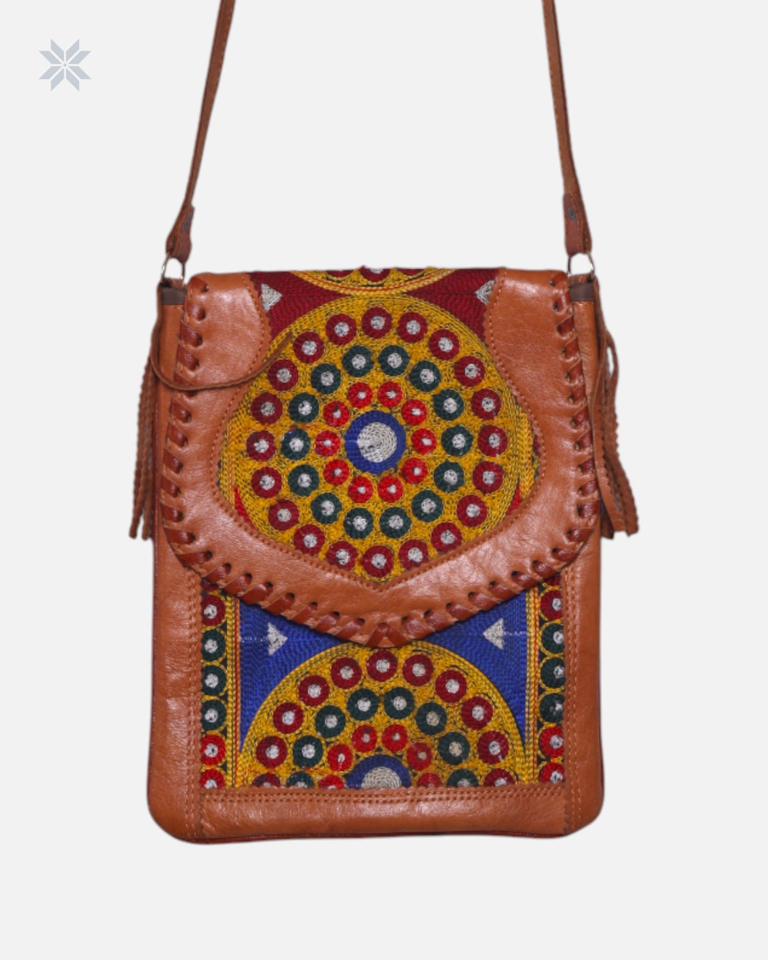 Shani Hand Embroidered Leather Tablet Bag