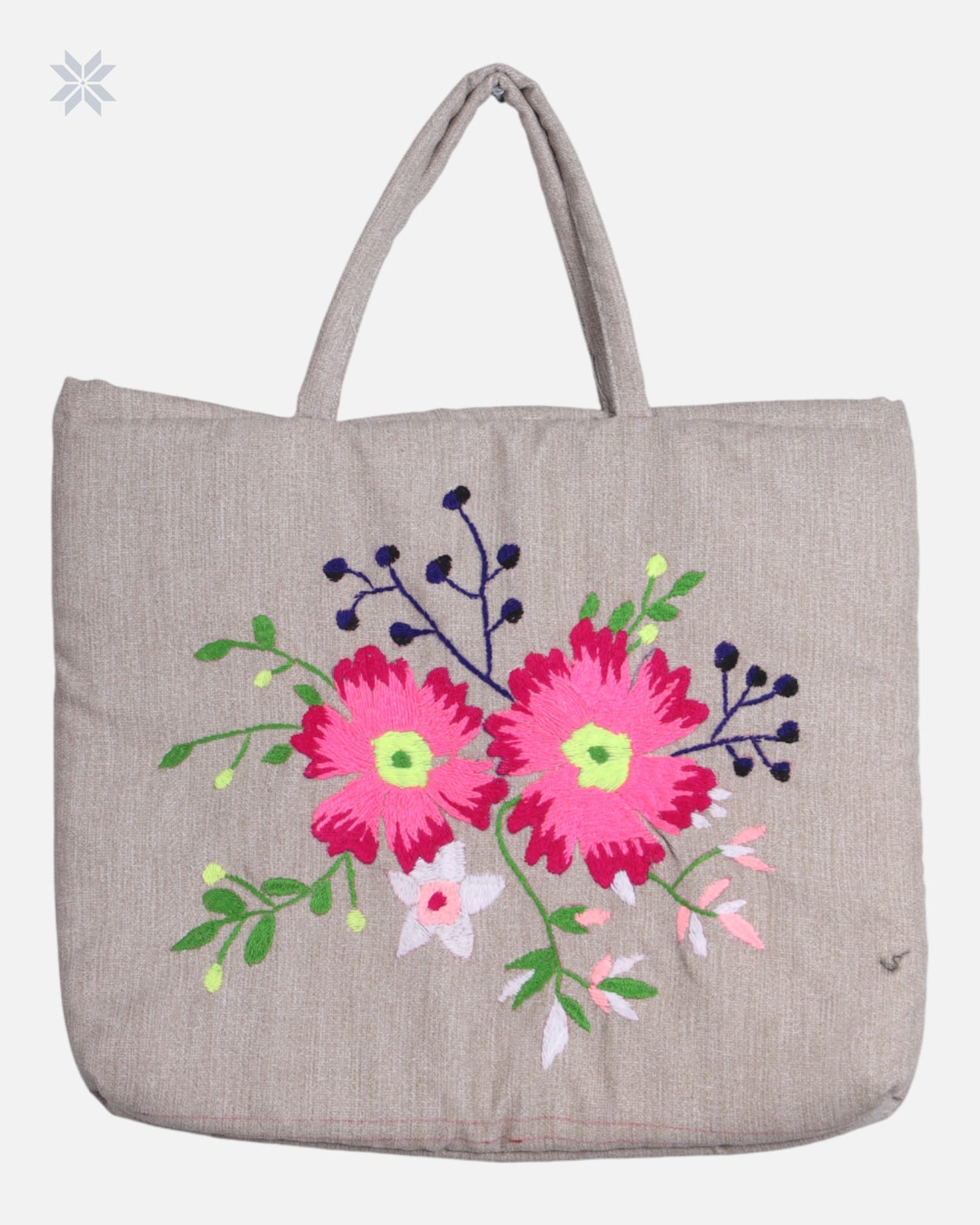 Embroidered Leather Tote Bag