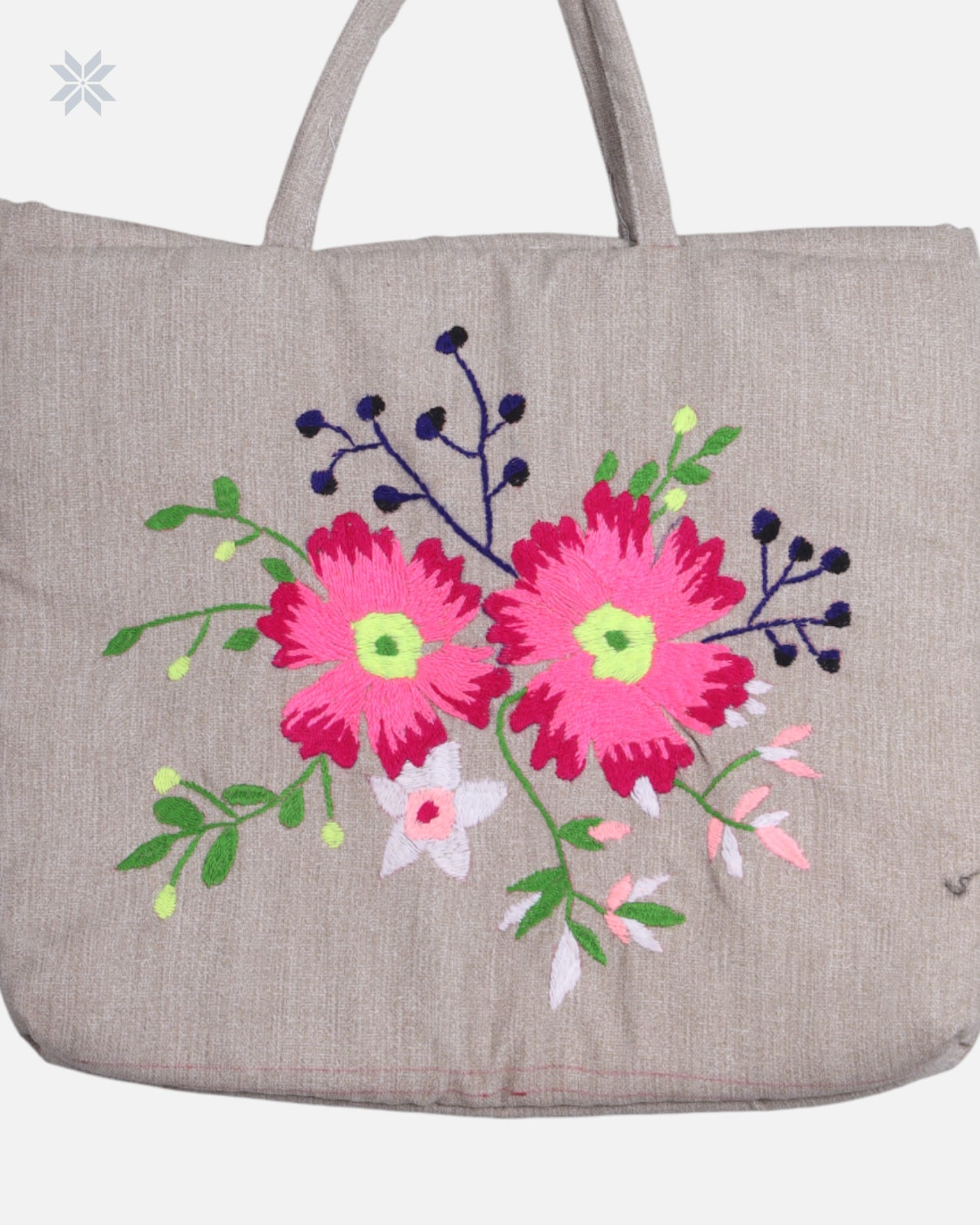 Embroidered Leather Tote Bag