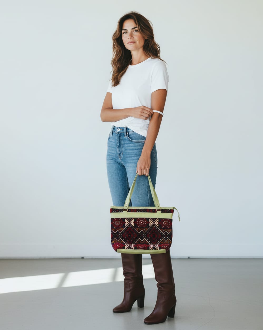 Shani Hand Embroidered Leather Laptop Bag