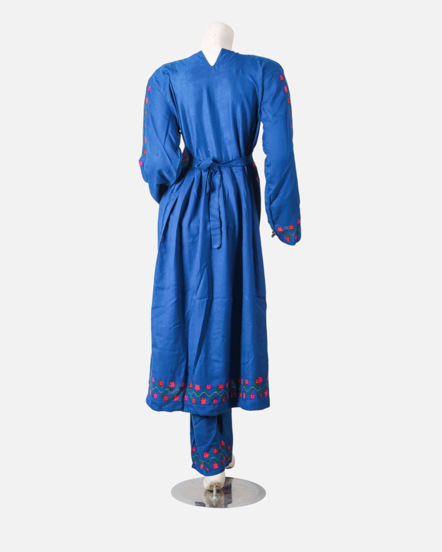 Hand-Embroidered Cotton Floral Dress & Pants Set for Women