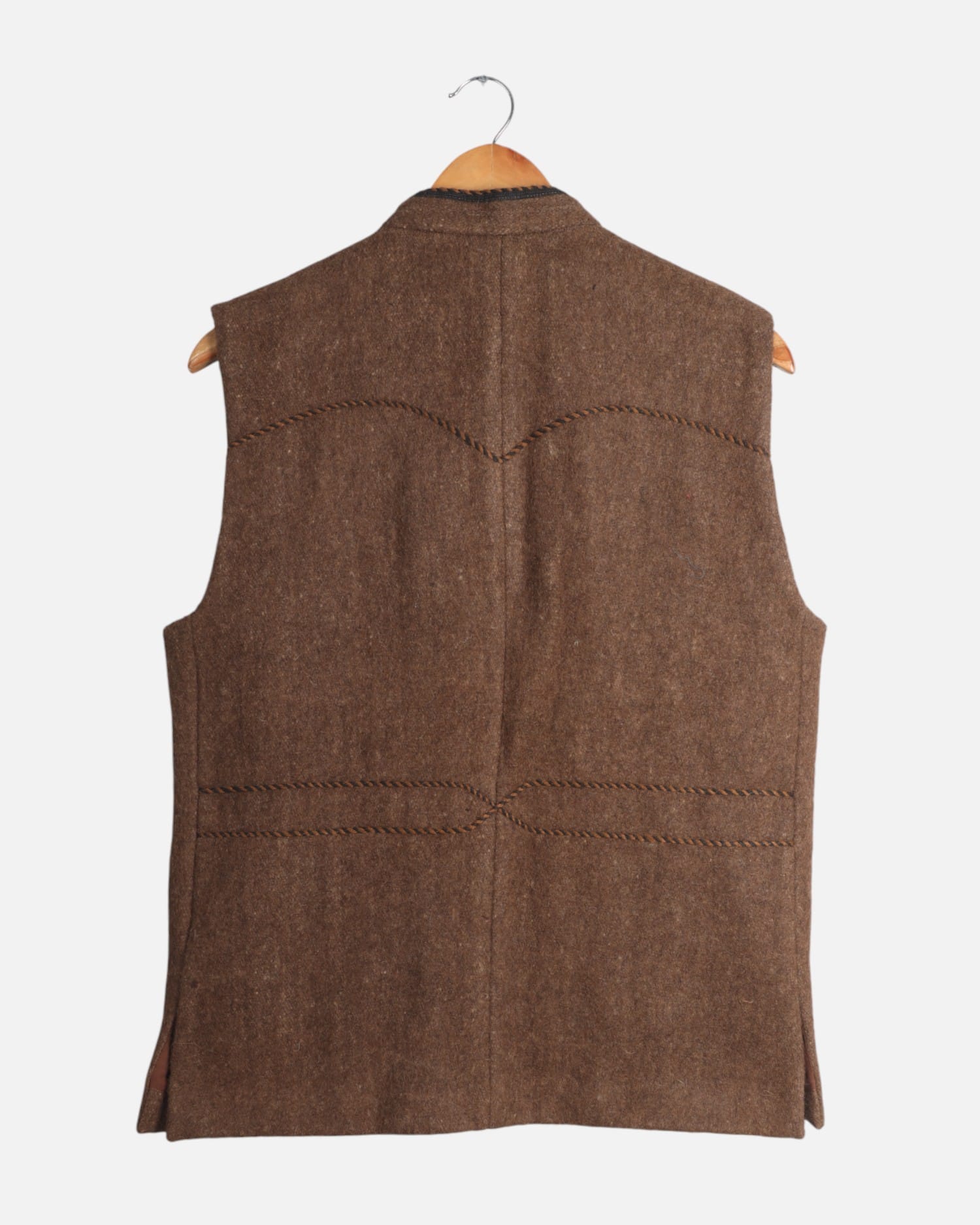 Men’s Handmade Afghan Wool Vest – Brown Traditional Waistcoat