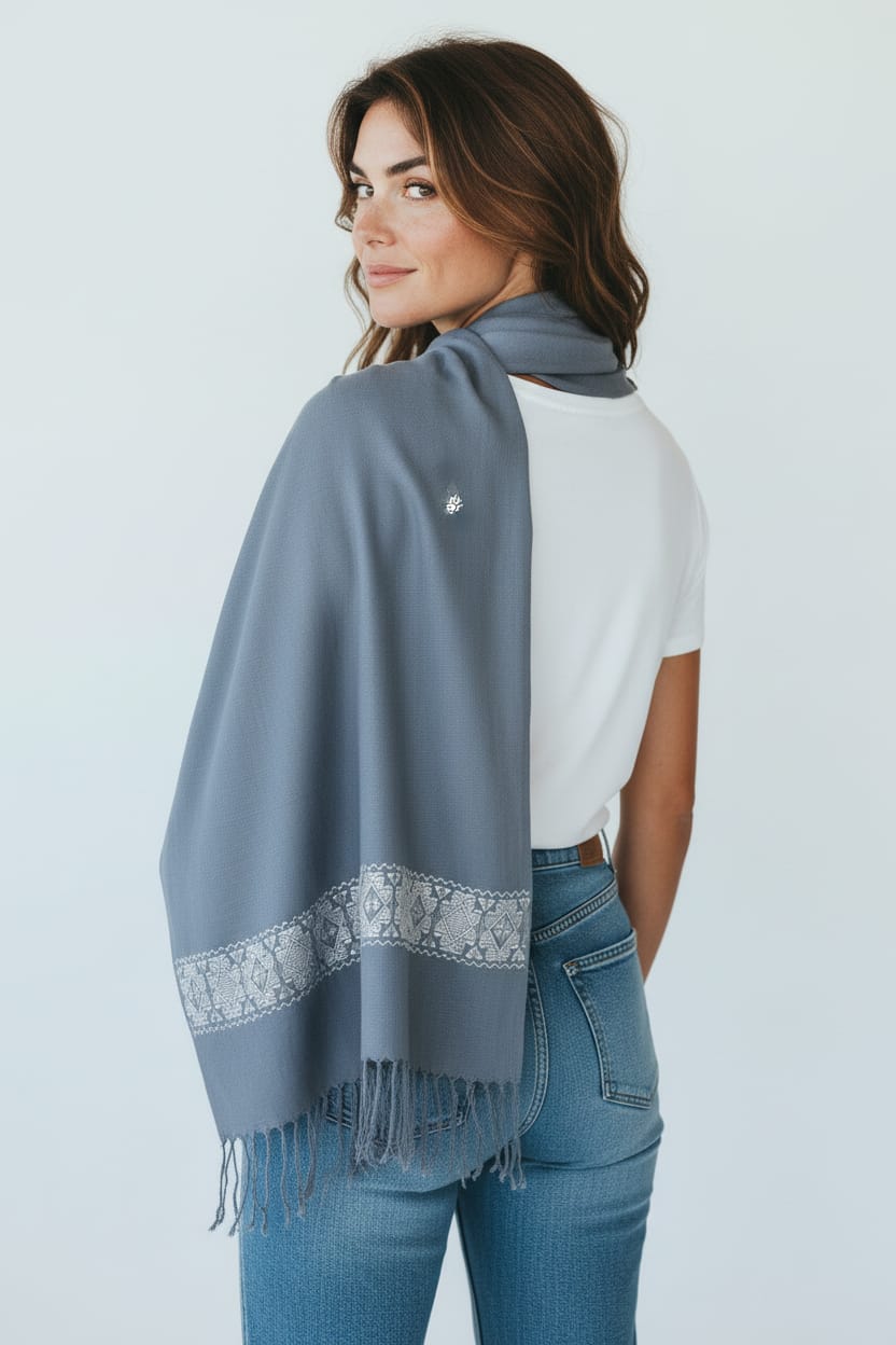 Handwoven Teal Cotton Scarf