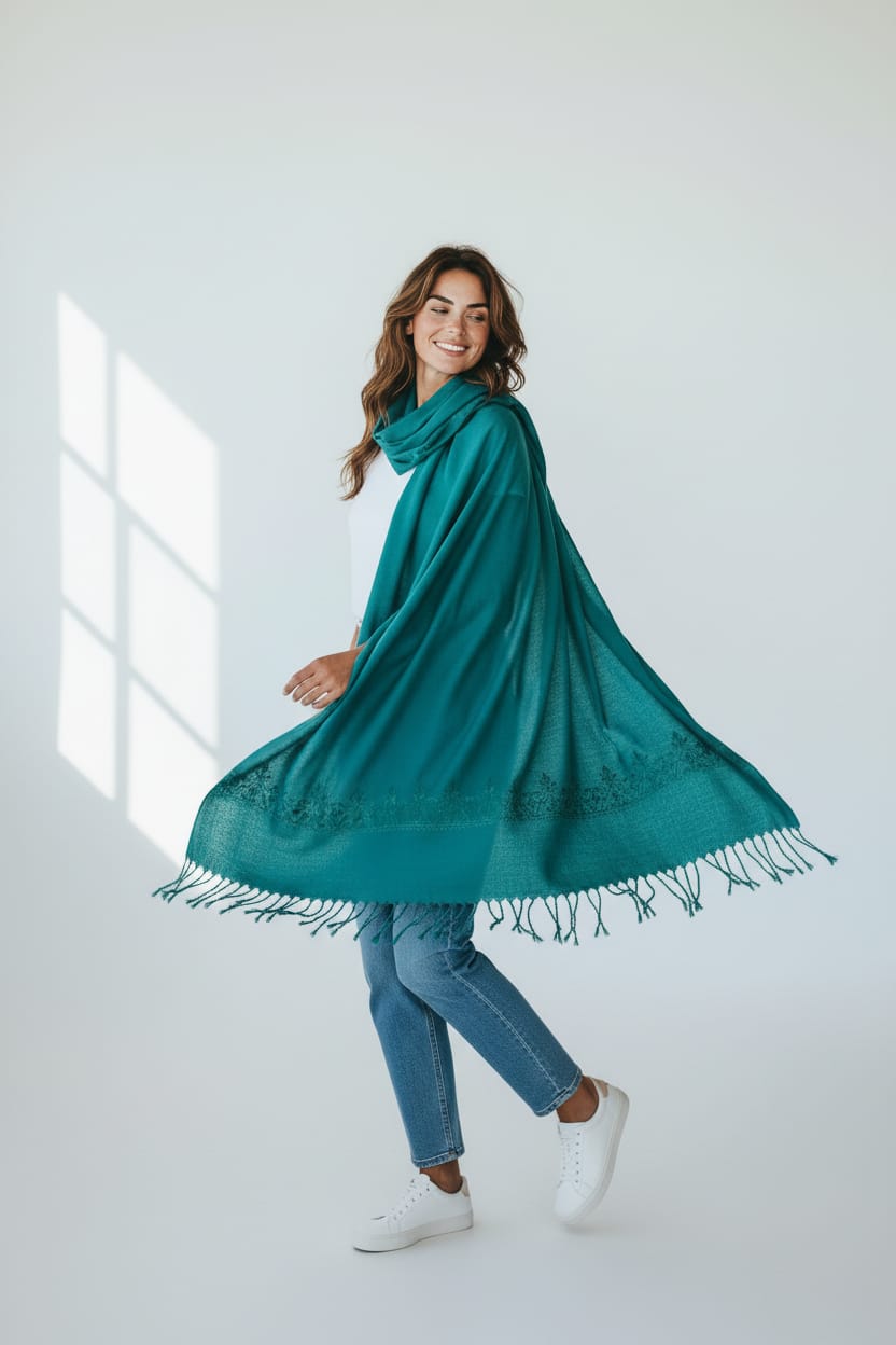 Women’s Handwoven Embroidered Oversize Scarf