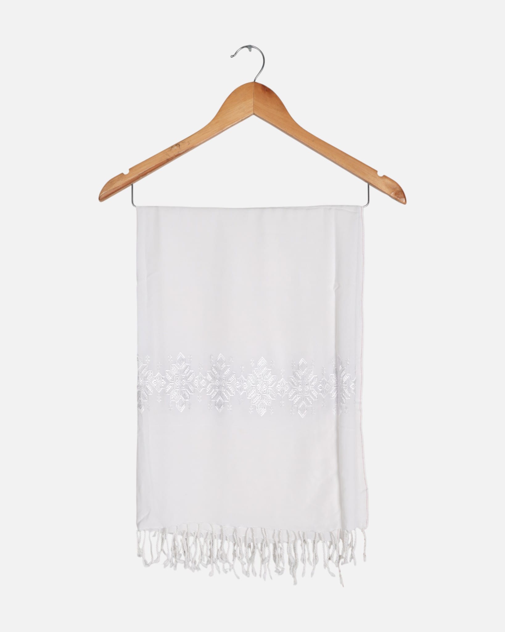 White Women’s Embroidered Scarf Wrap