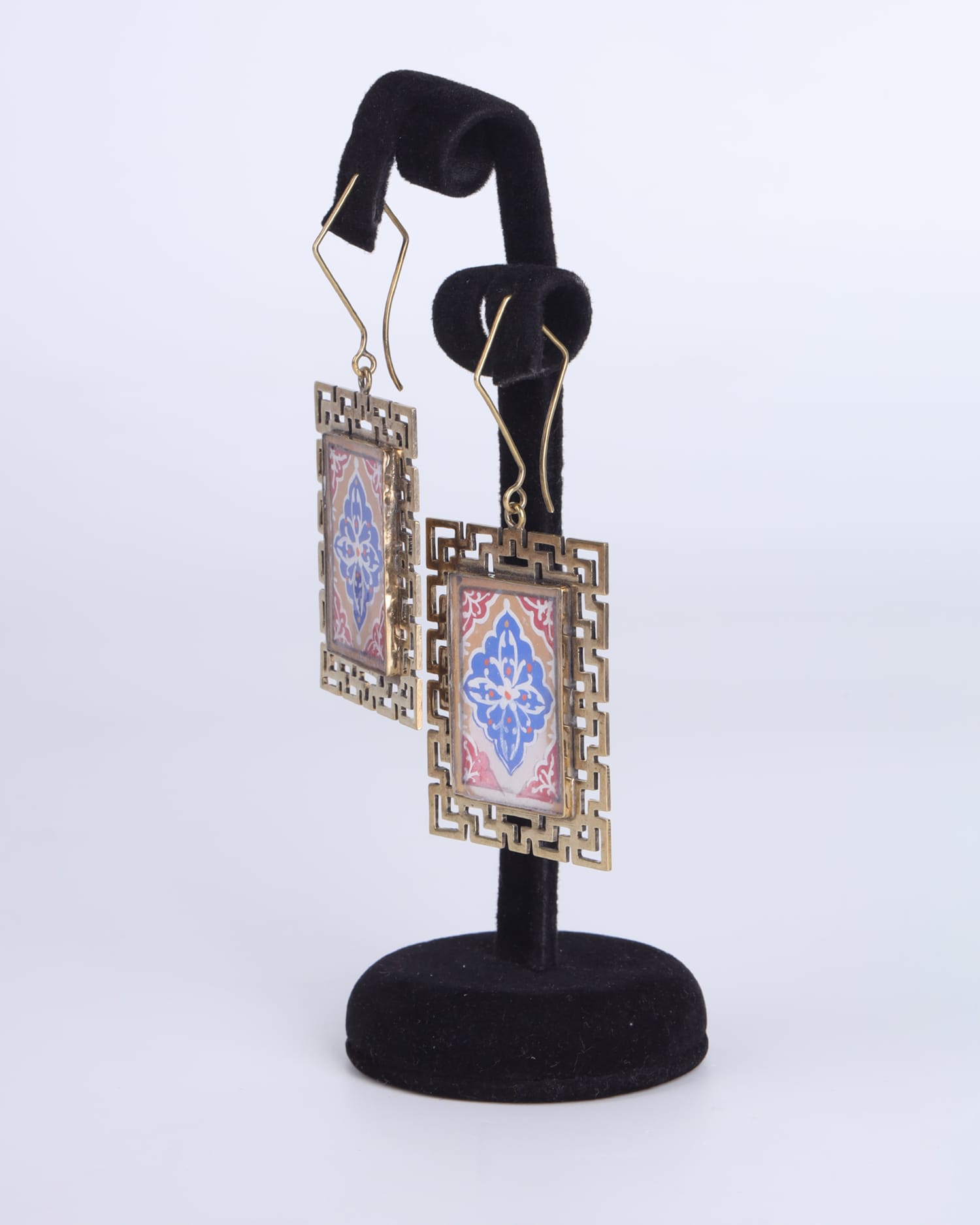 Earrings with Miniature Art Handmade