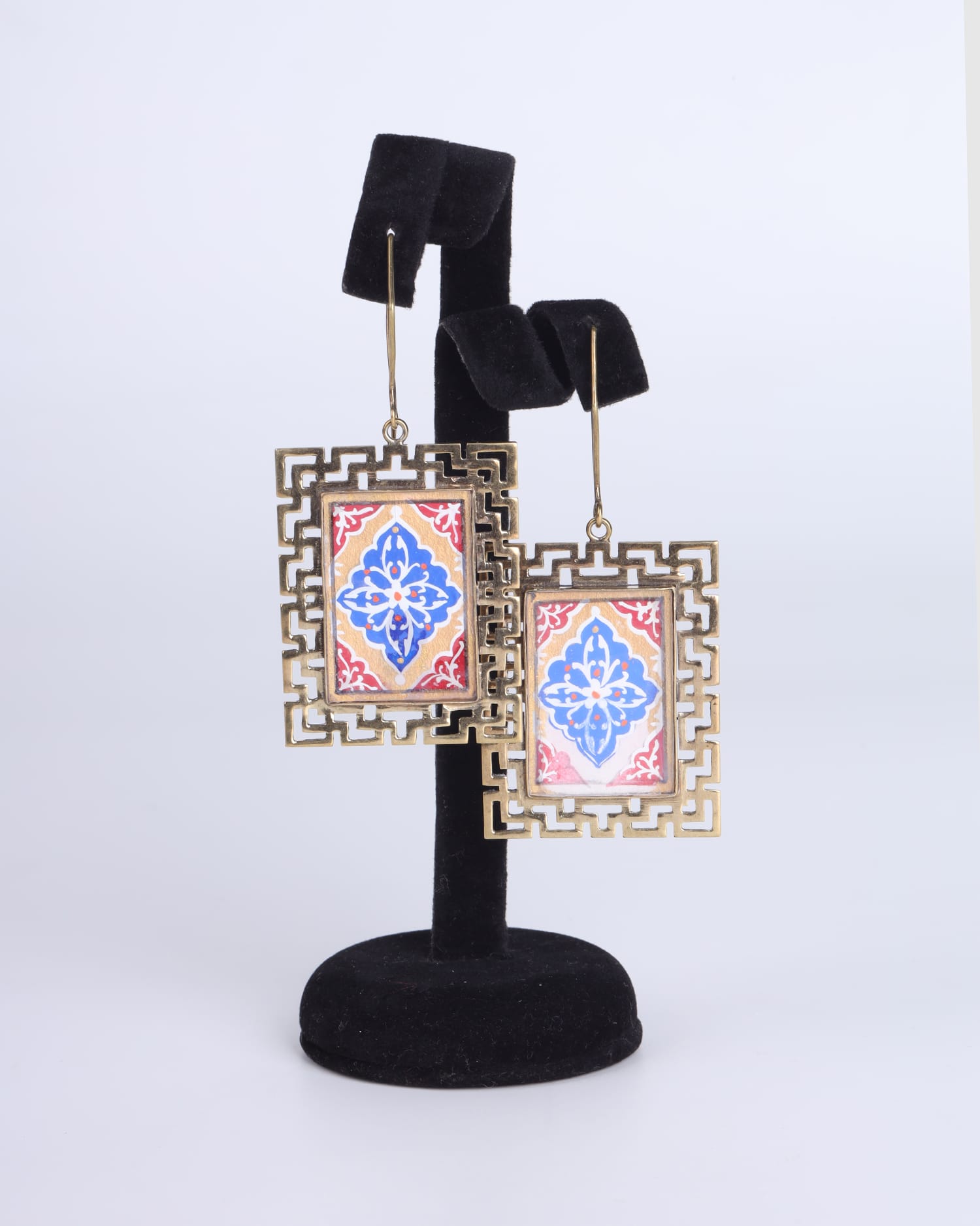 Earrings with Miniature Art Handmade