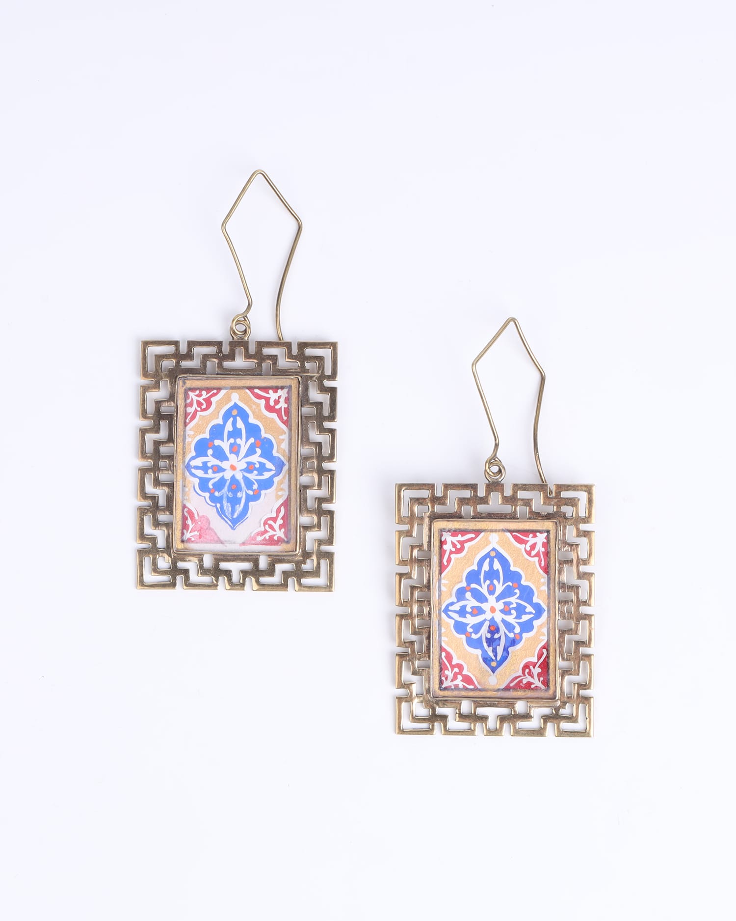Earrings with Miniature Art Handmade