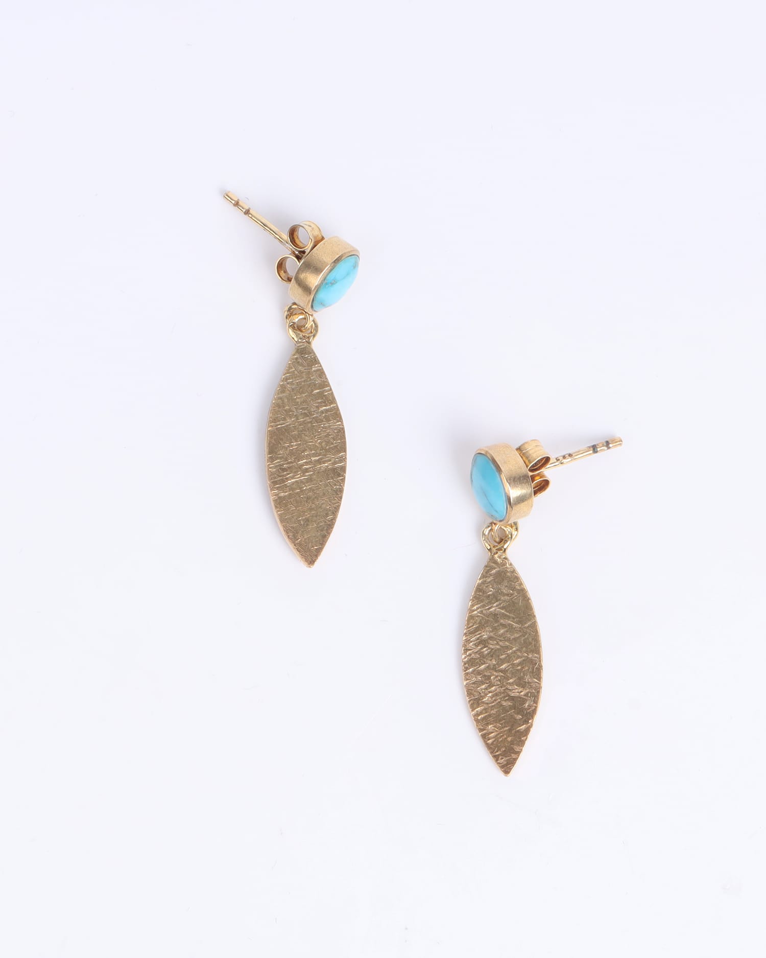 Turquoise Clip-On Earrings with Gold Plating