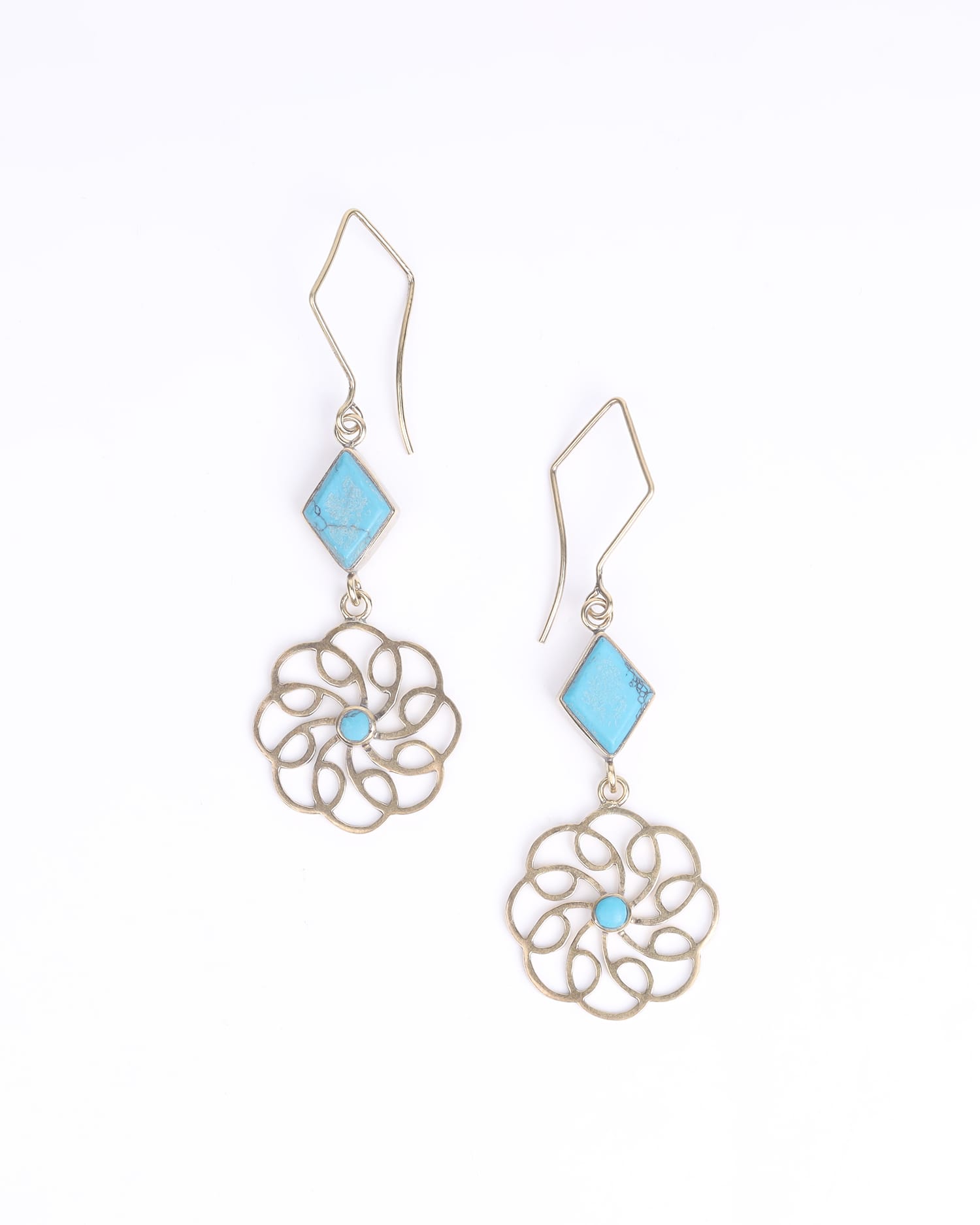 Filigree Earrings with Turquoise Handmade