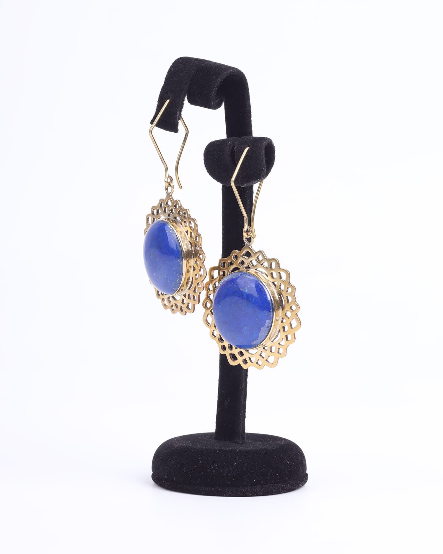 Handmade Lapis Lazuli Earrings – Gold-Plated Brass