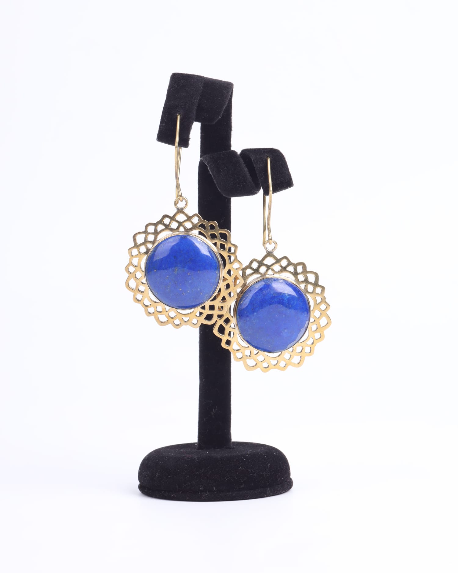 Handmade Lapis Lazuli Earrings – Gold-Plated Brass