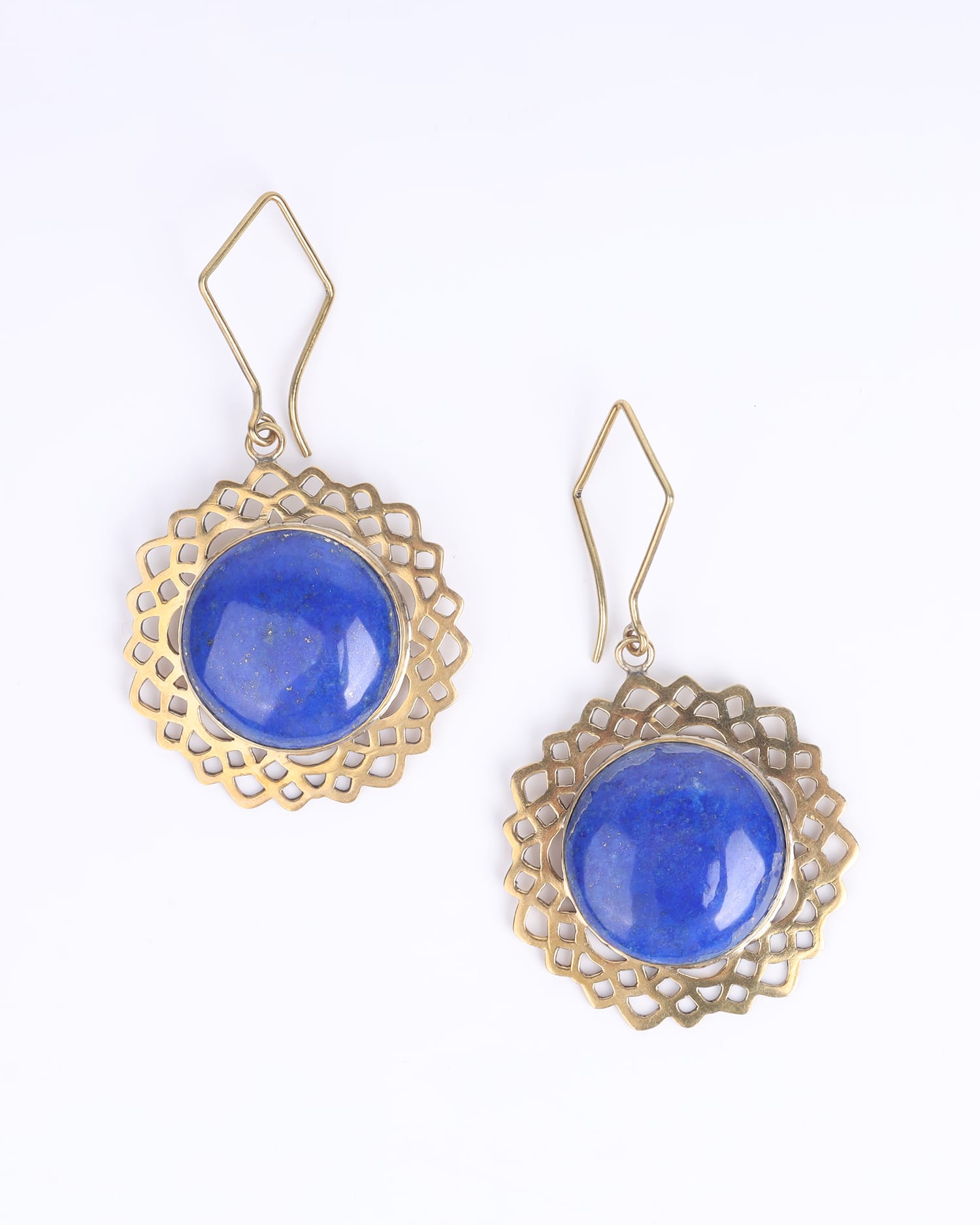 Handmade Lapis Lazuli Earrings – Gold-Plated Brass