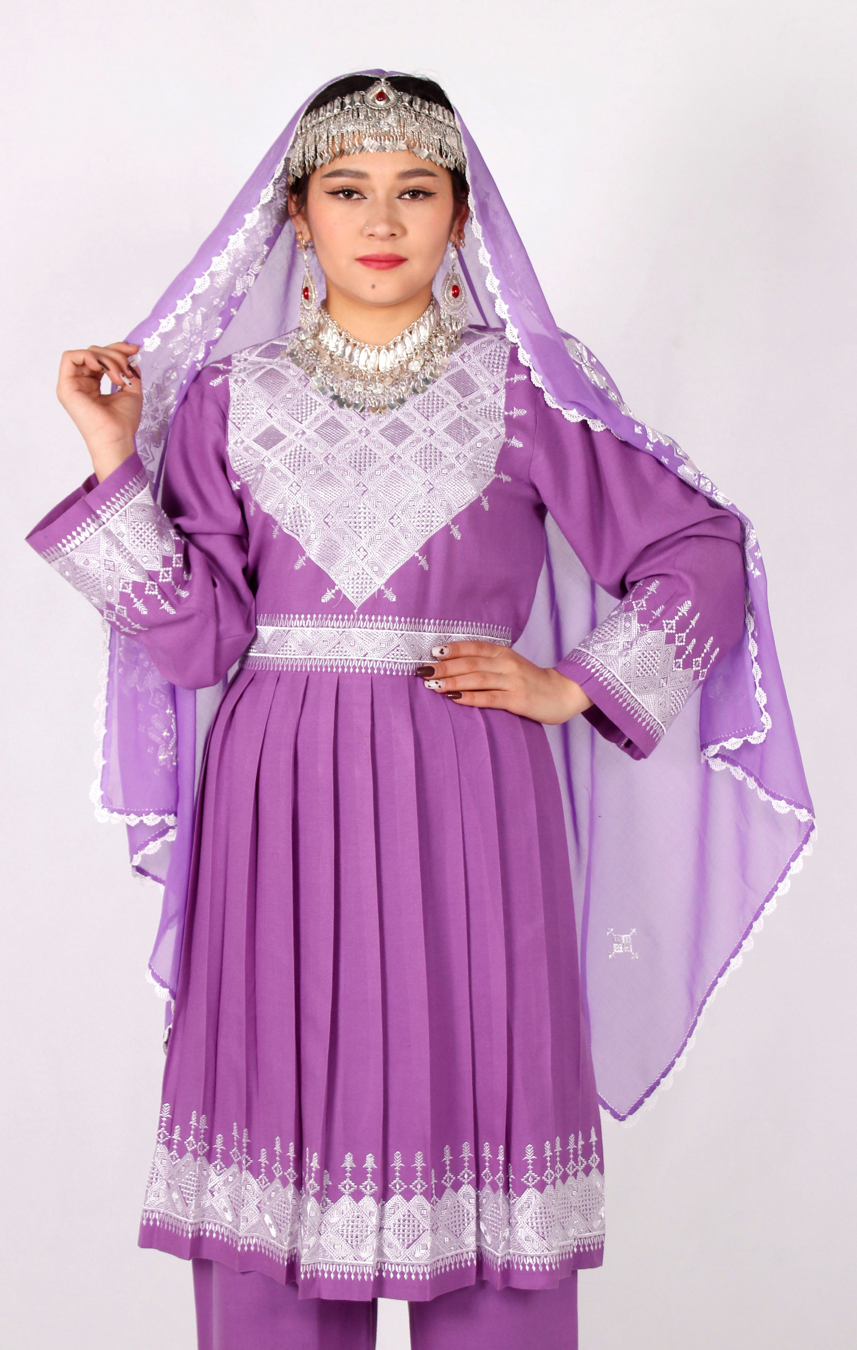 Cotton Hazaragi Dress with Shawl Full Set