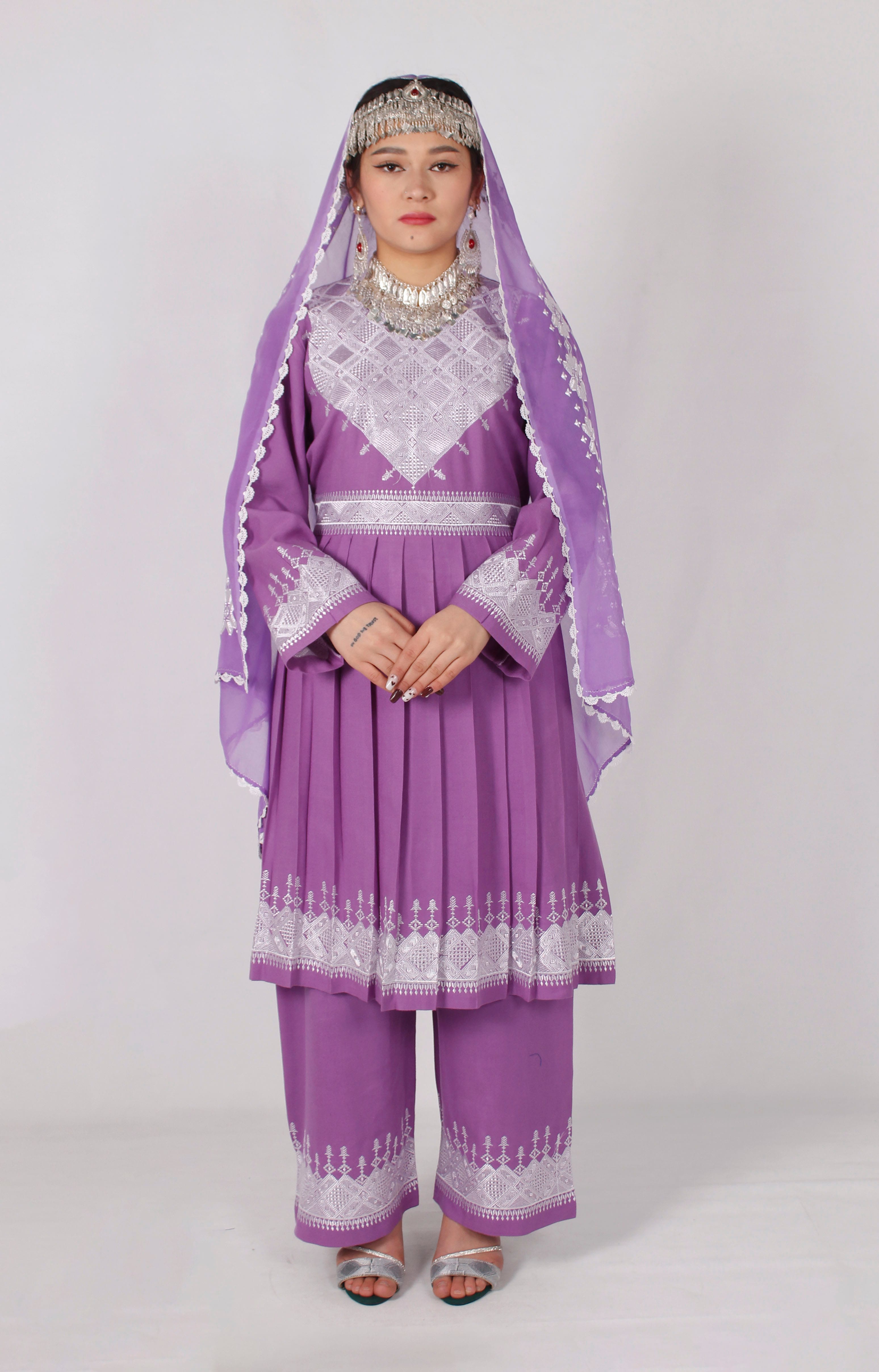 Cotton Hazaragi Dress with Shawl Full Set