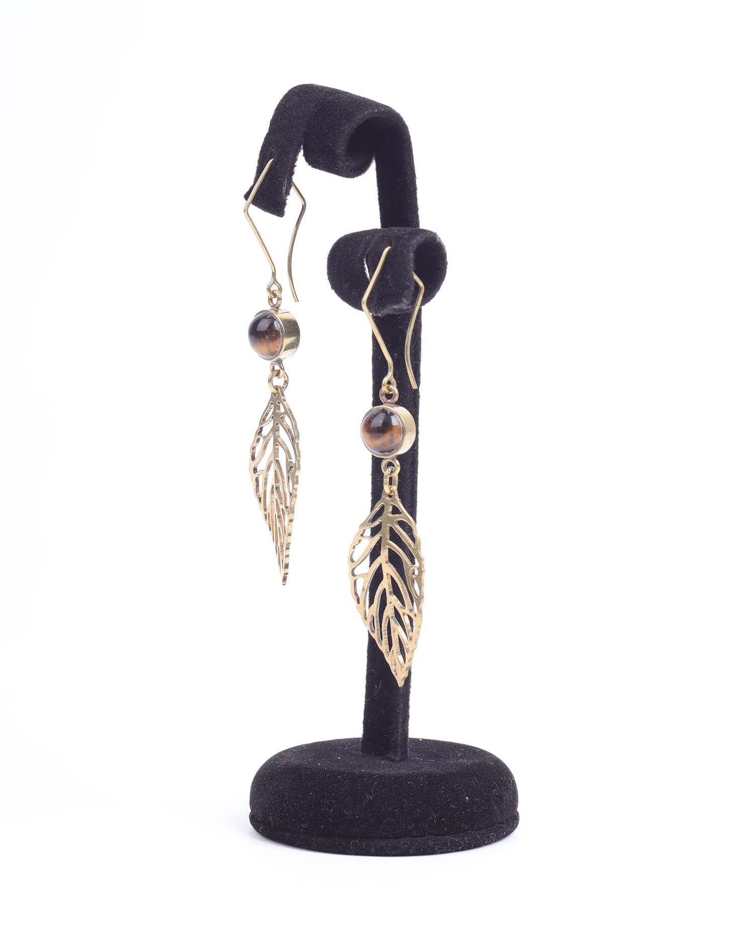 Leaf Earrings – Beet Leaf Design with Tiger Eye