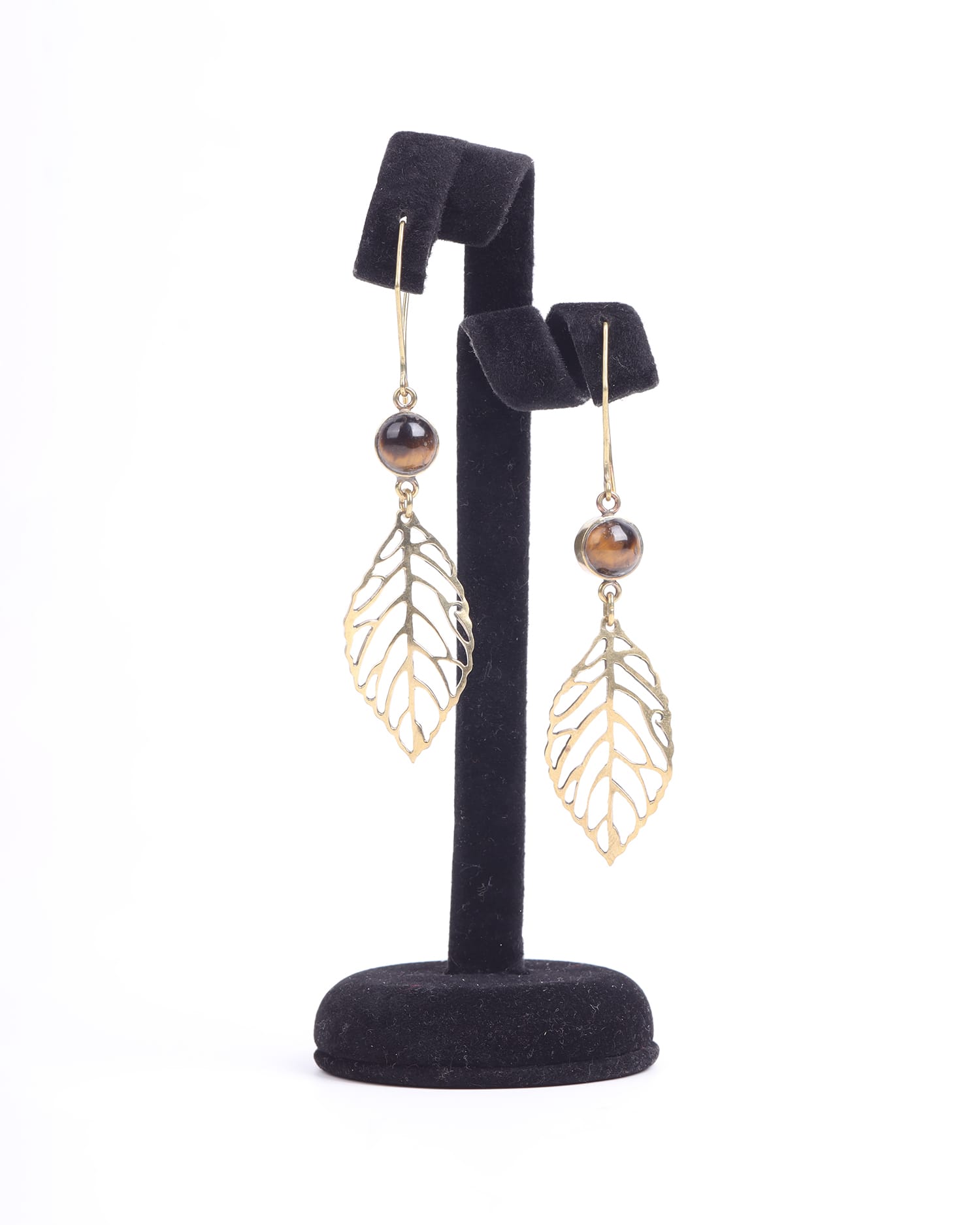 Leaf Earrings – Beet Leaf Design with Tiger Eye