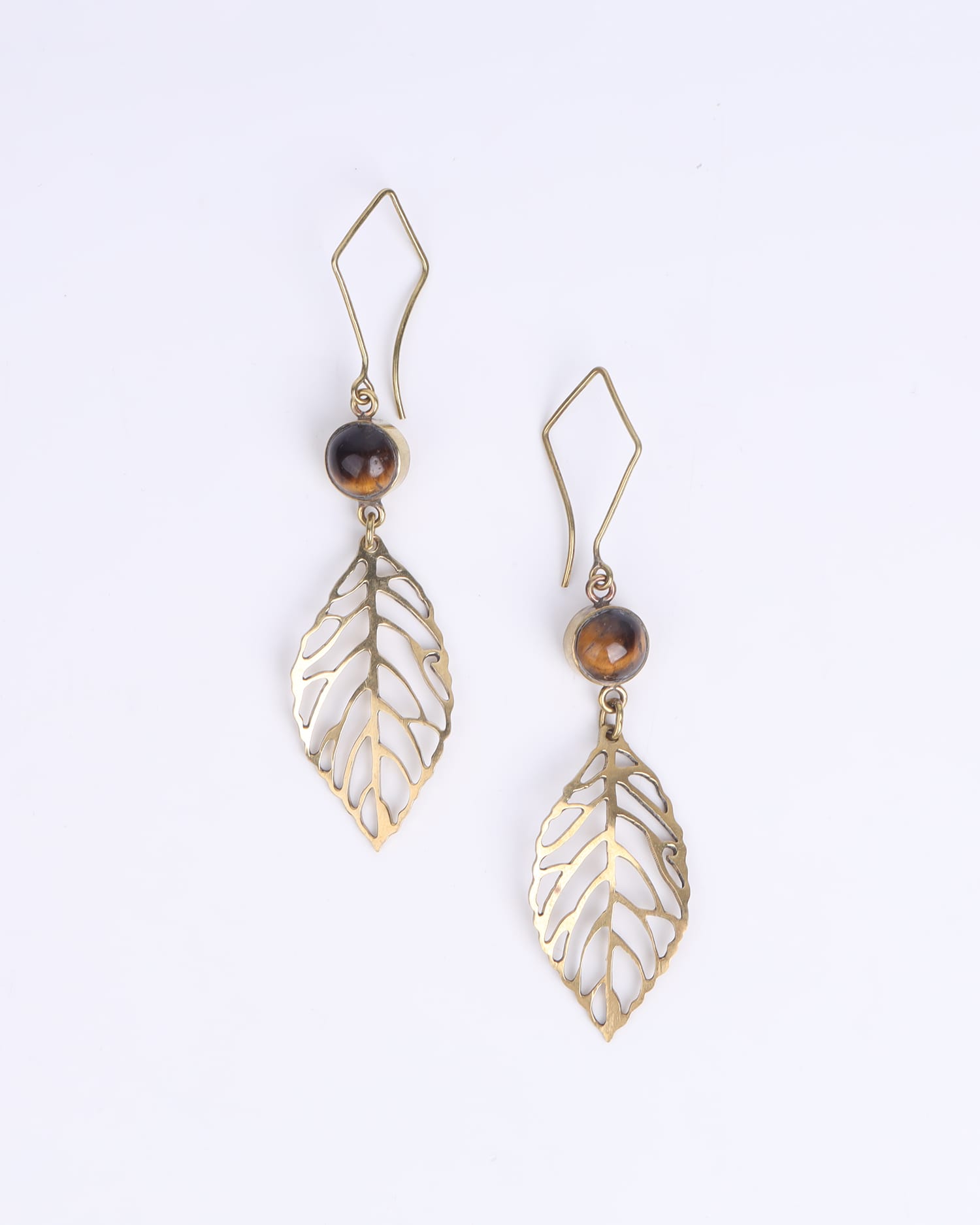 Leaf Earrings – Beet Leaf Design with Tiger Eye